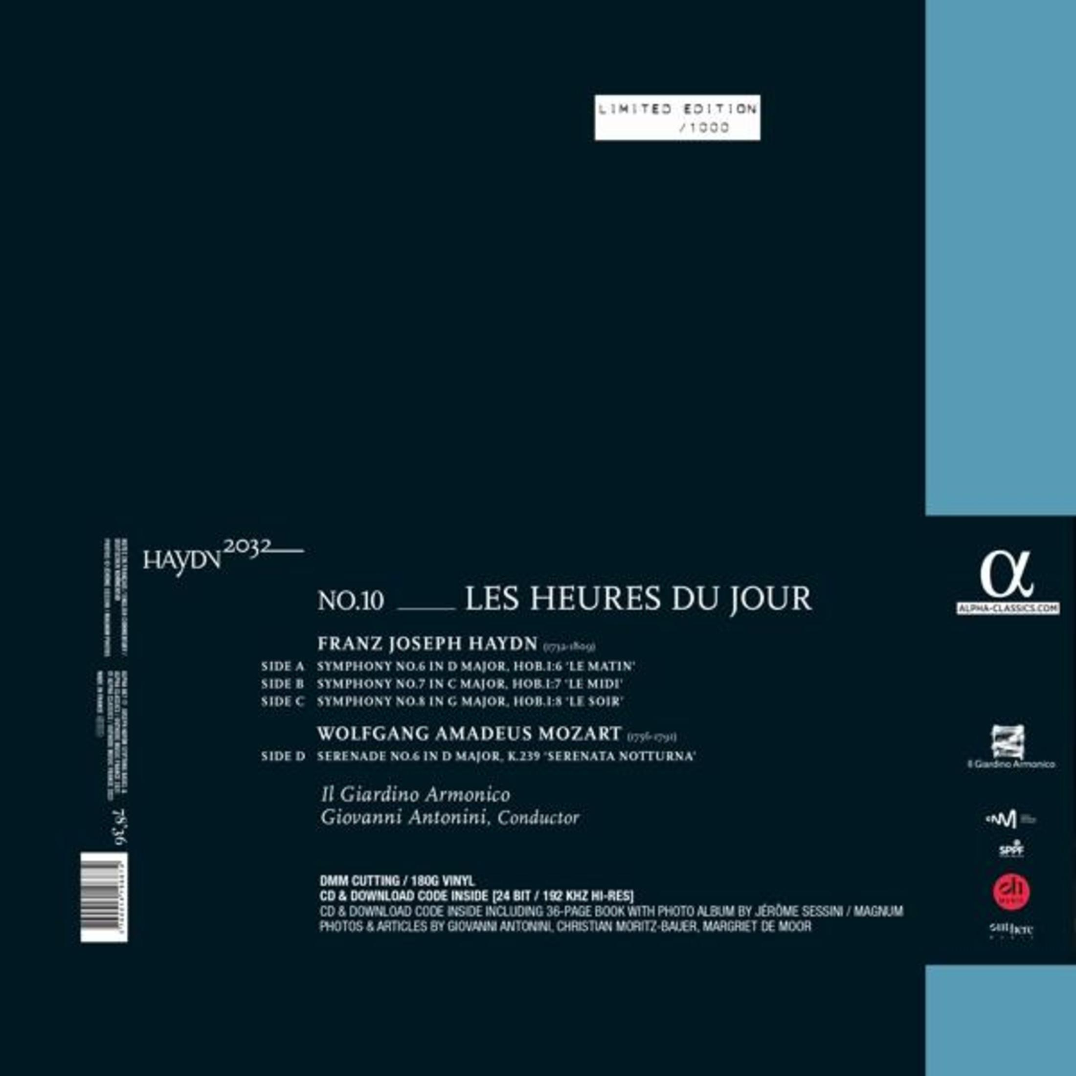 Contraportada de un disco. El texto muestra la lista de canciones e información del artista de la obra de Haydn.