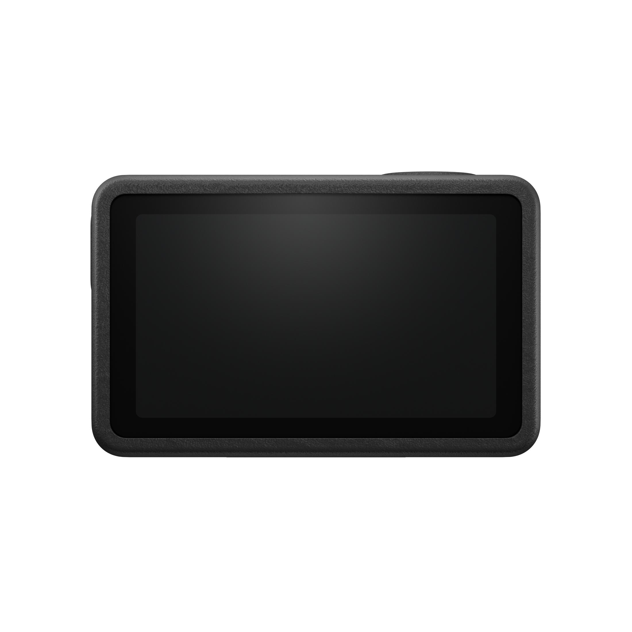 Un dispositivo rettangolare nero con uno schermo. È una fotocamera GoPro.