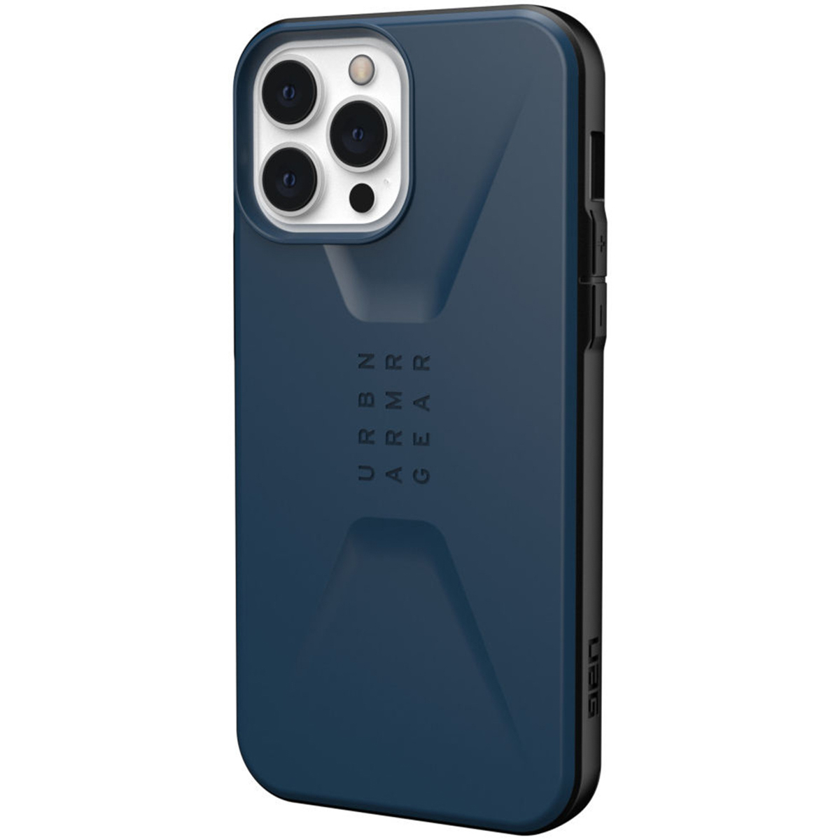 Blaue Handyhülle mit robustem Design, Kamera und Knöpfe zeigend.