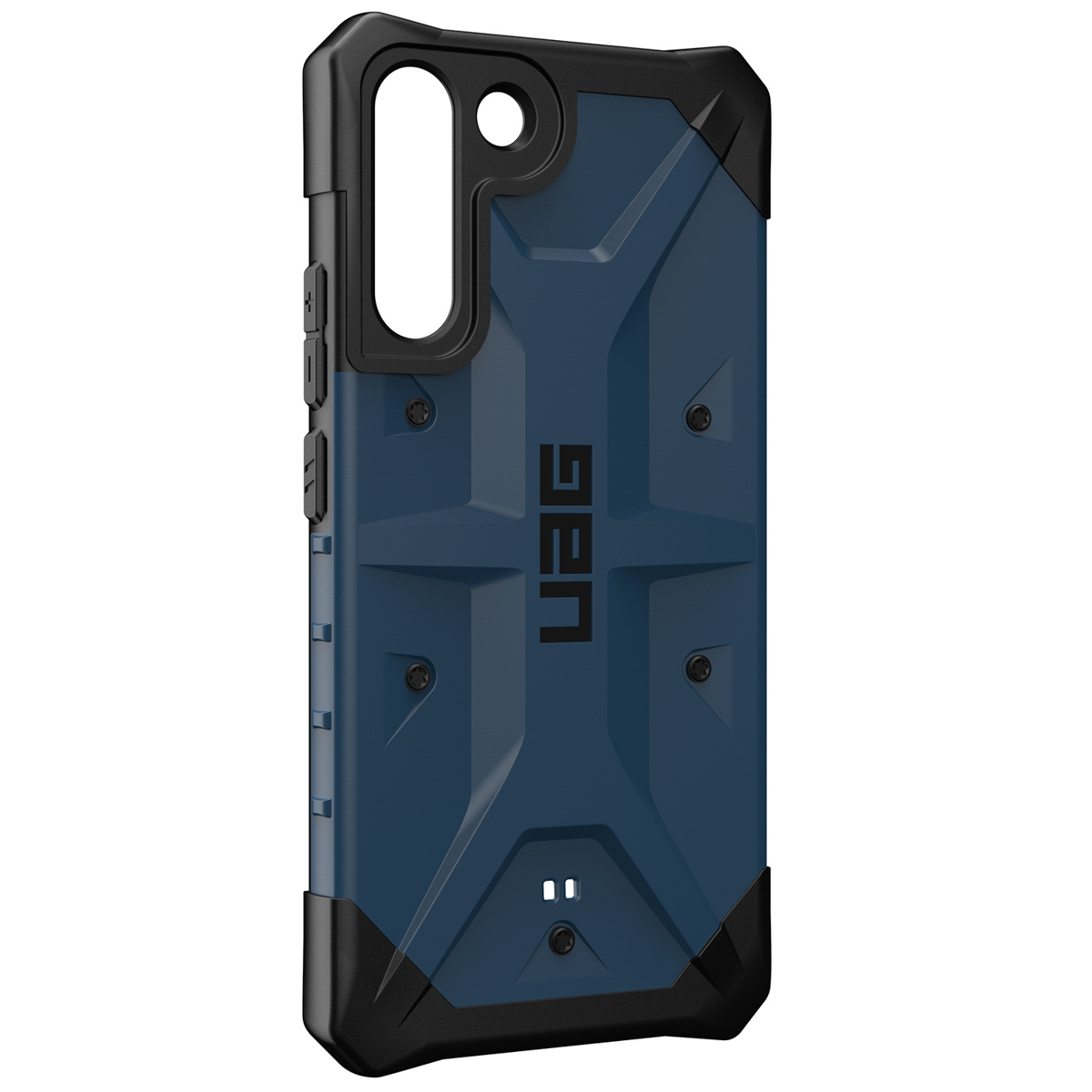 Blau-schwarze Handyhülle mit robustem Design, mit UAG-Logo.