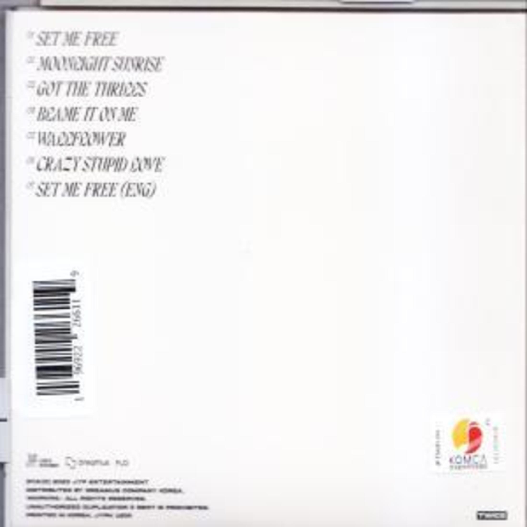 Album tracklist op witte achtergrond. Tekst is in het Engels.