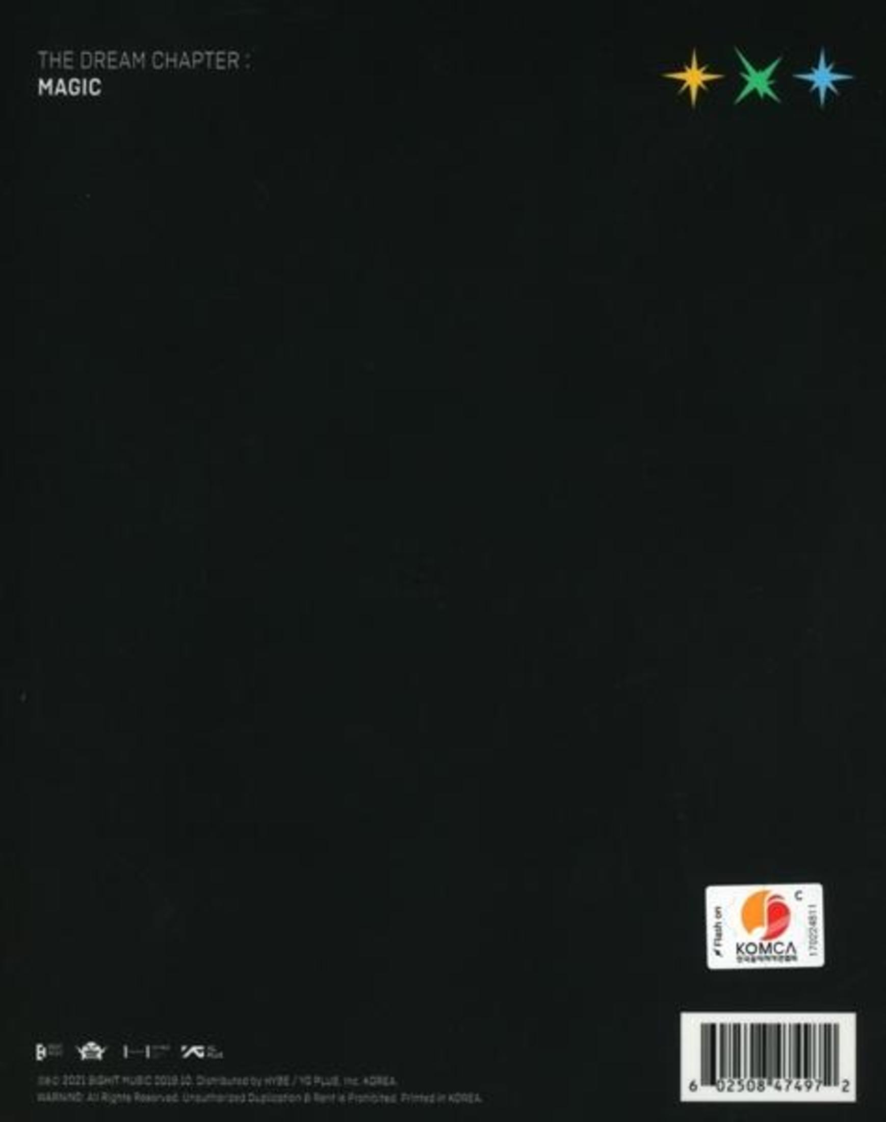 Black album cover with text 'The Dream Chapter: MAGIC' and stars.