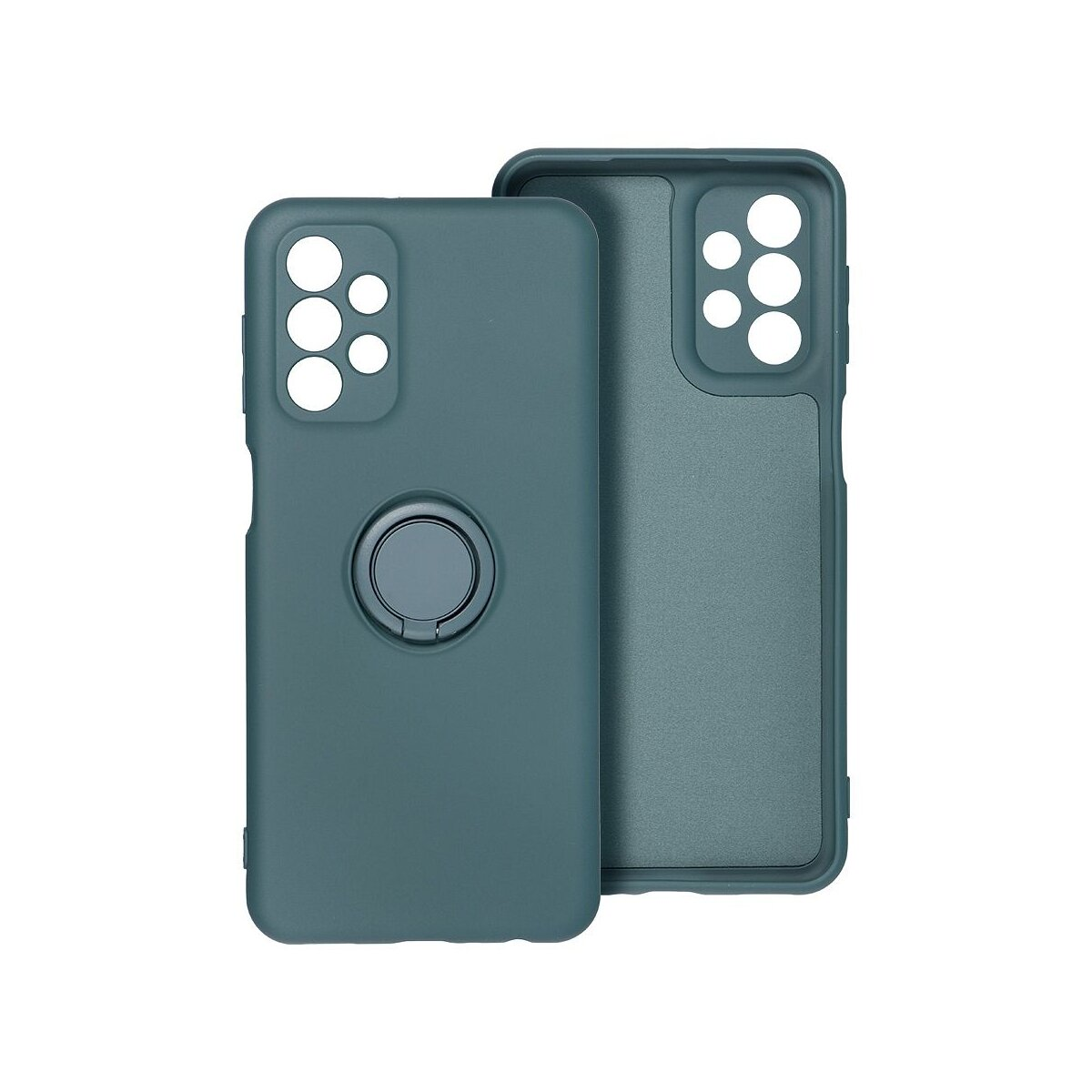 Custodia per telefono verde acqua con un supporto ad anello sul retro.