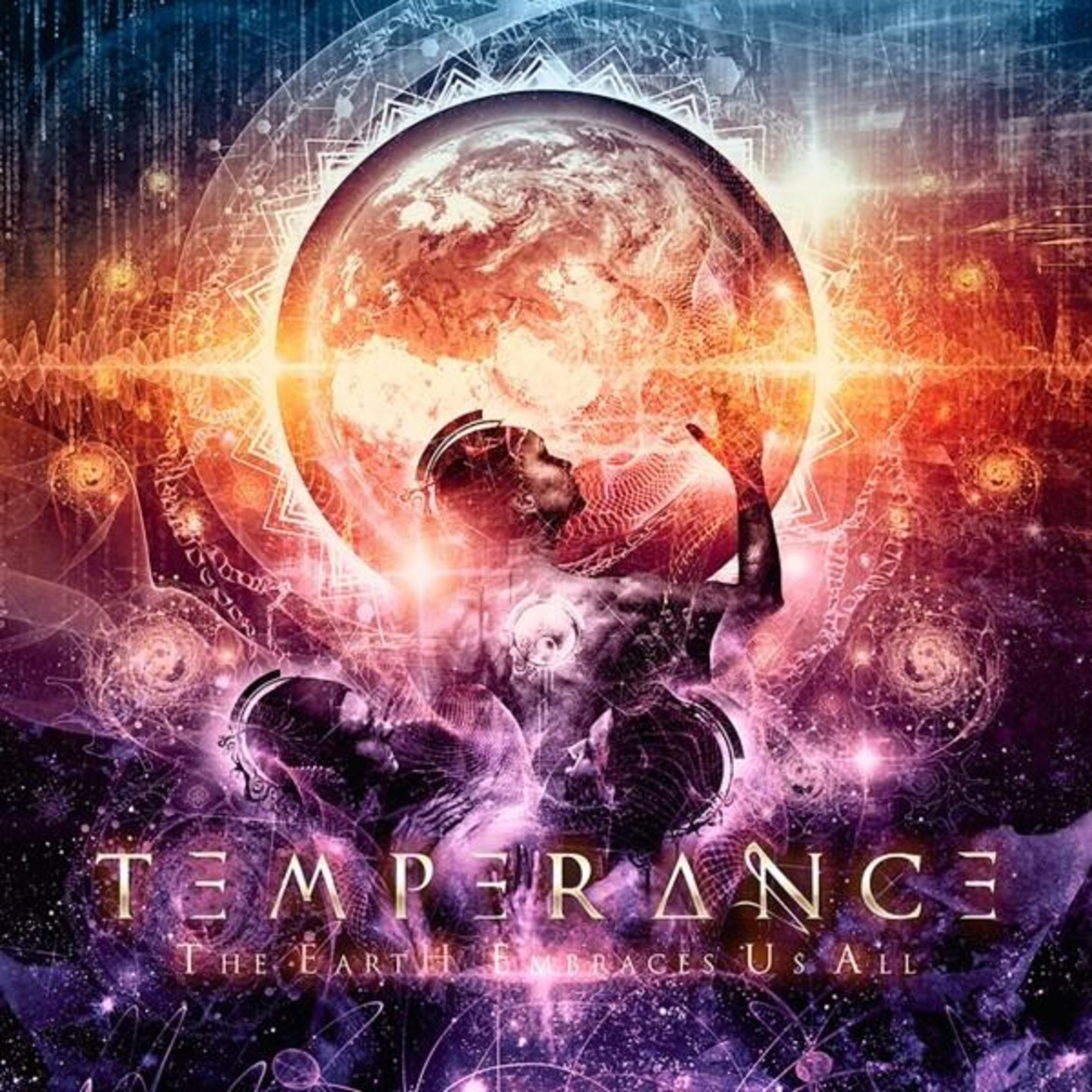 Copertina dell'album con una persona che raggiunge un pianeta con arte astratta e la parola 'Temperance'.