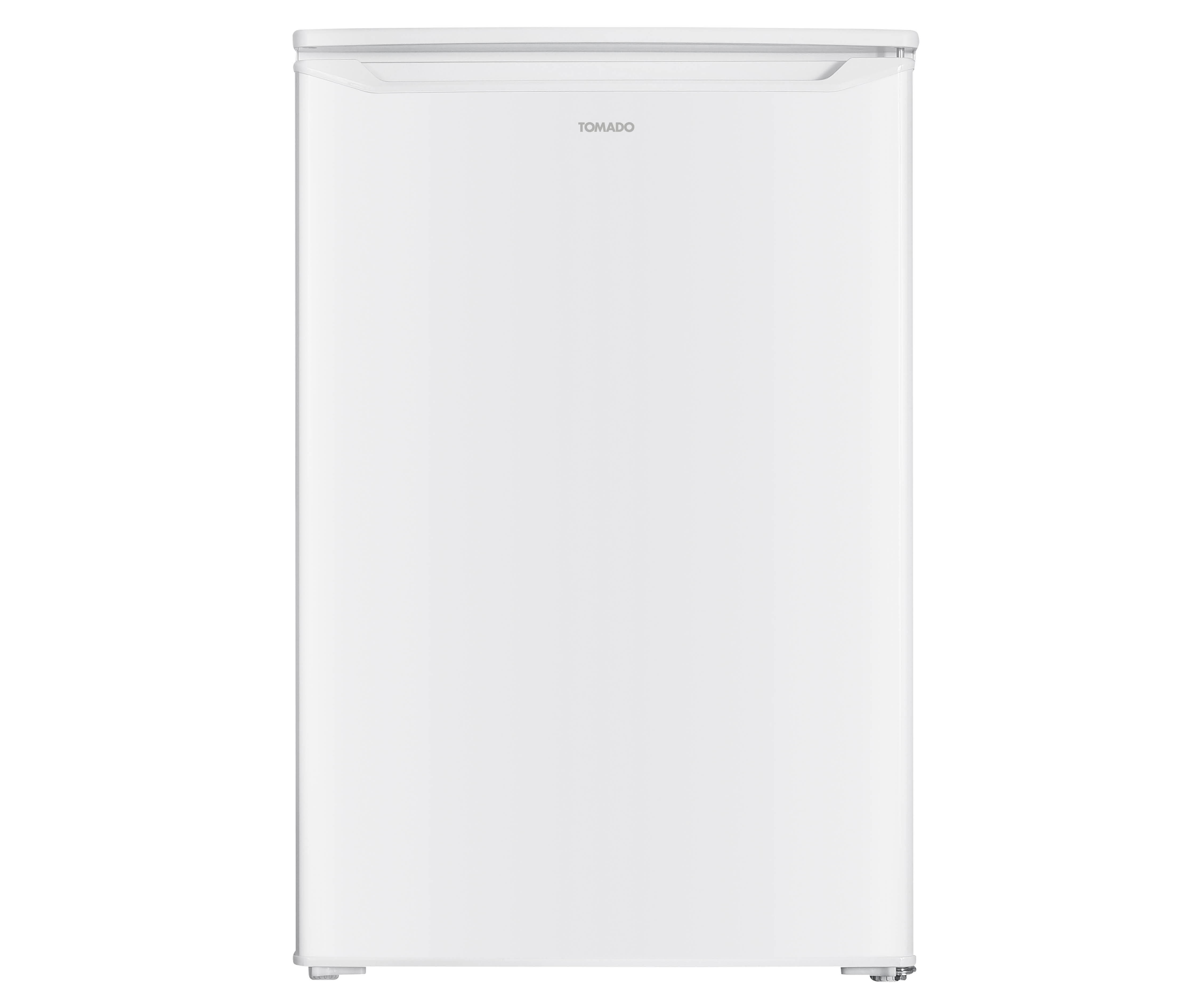 A white Tomado refrigerator, standing upright, with a door and a handle.
