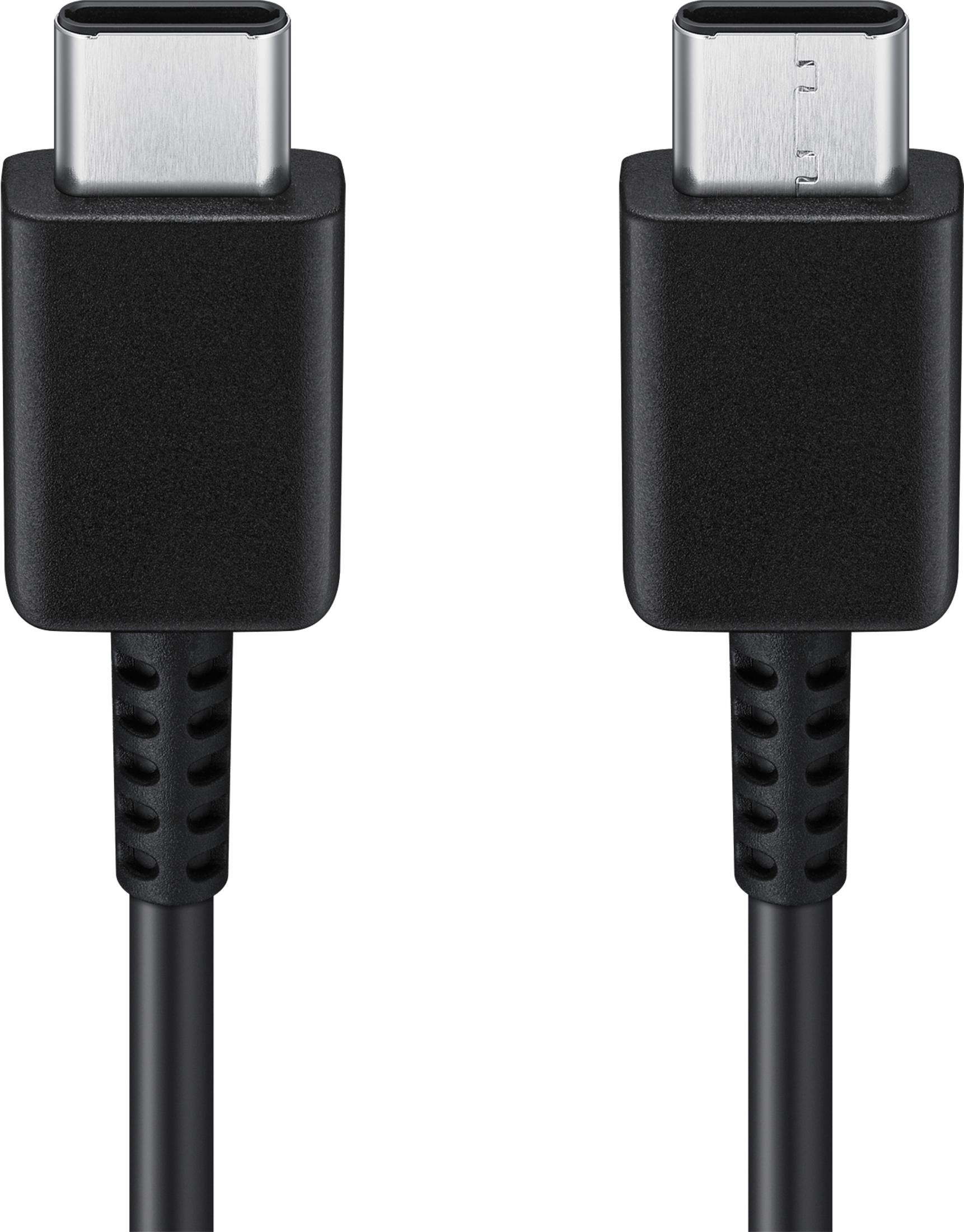 Zwei schwarze USB-C-Kabel. Die Anschlüsse sind sichtbar, Nahaufnahme der Kabel.