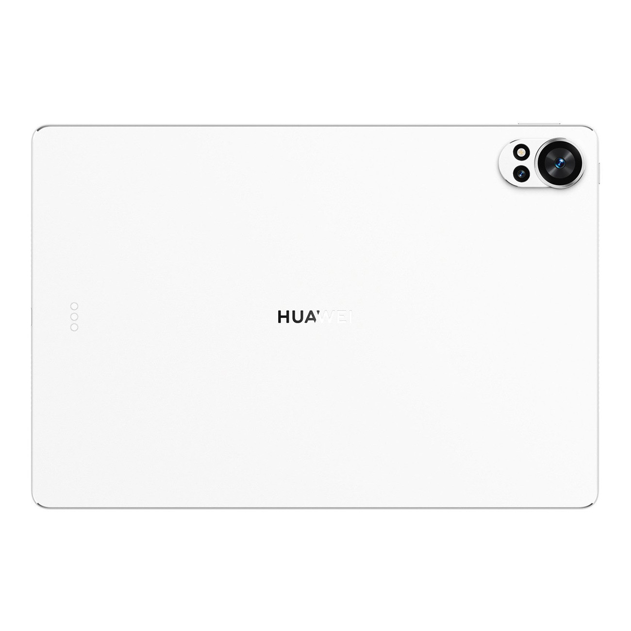 Ein weißes Tablet mit einer Kamera in der oberen rechten Ecke. Der Hintergrund ist weiß.