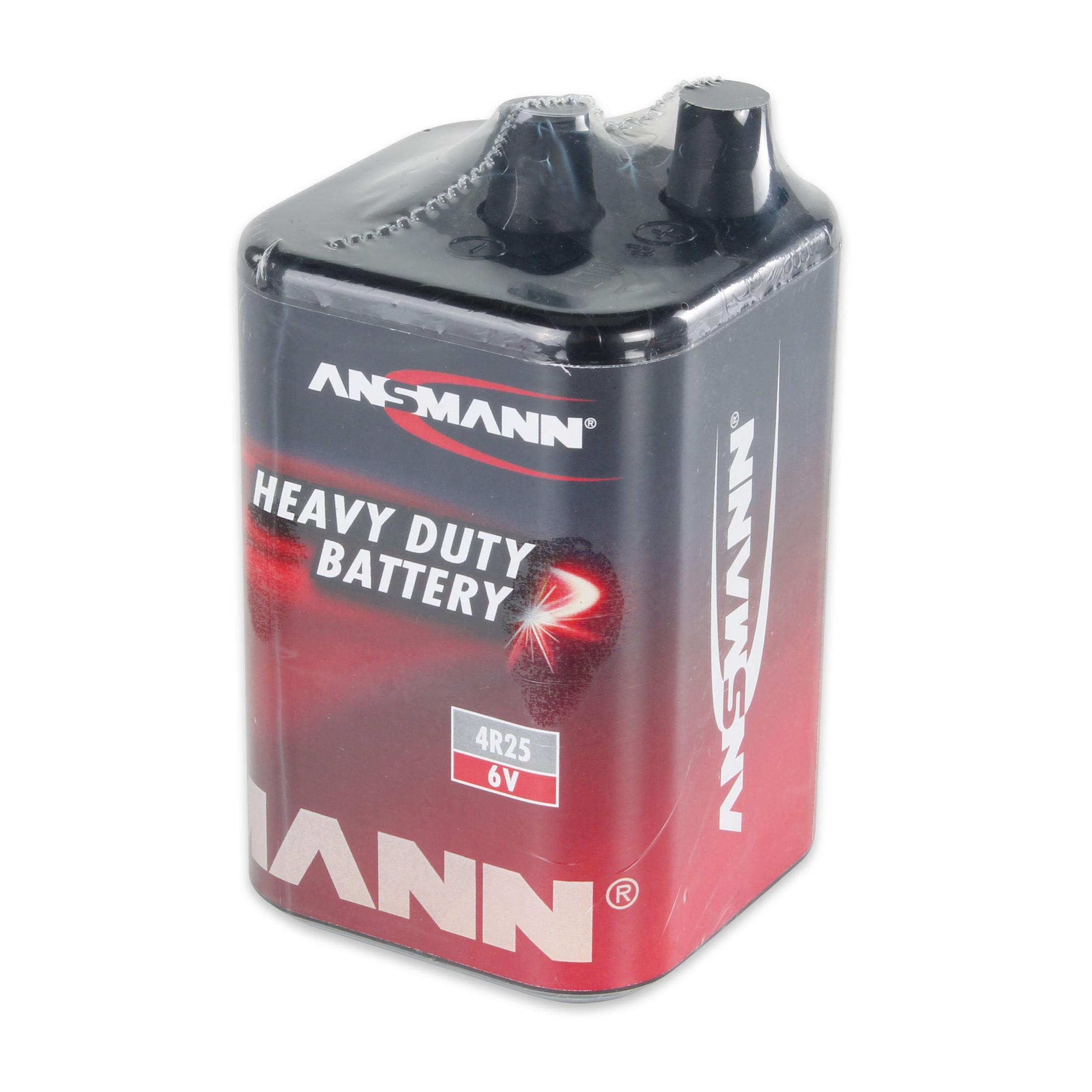 Hochleistungsbatterie 6V. Die Batterie ist schwarz und rot, mit AN-MANN Heavy Duty Battery darauf geschrieben.