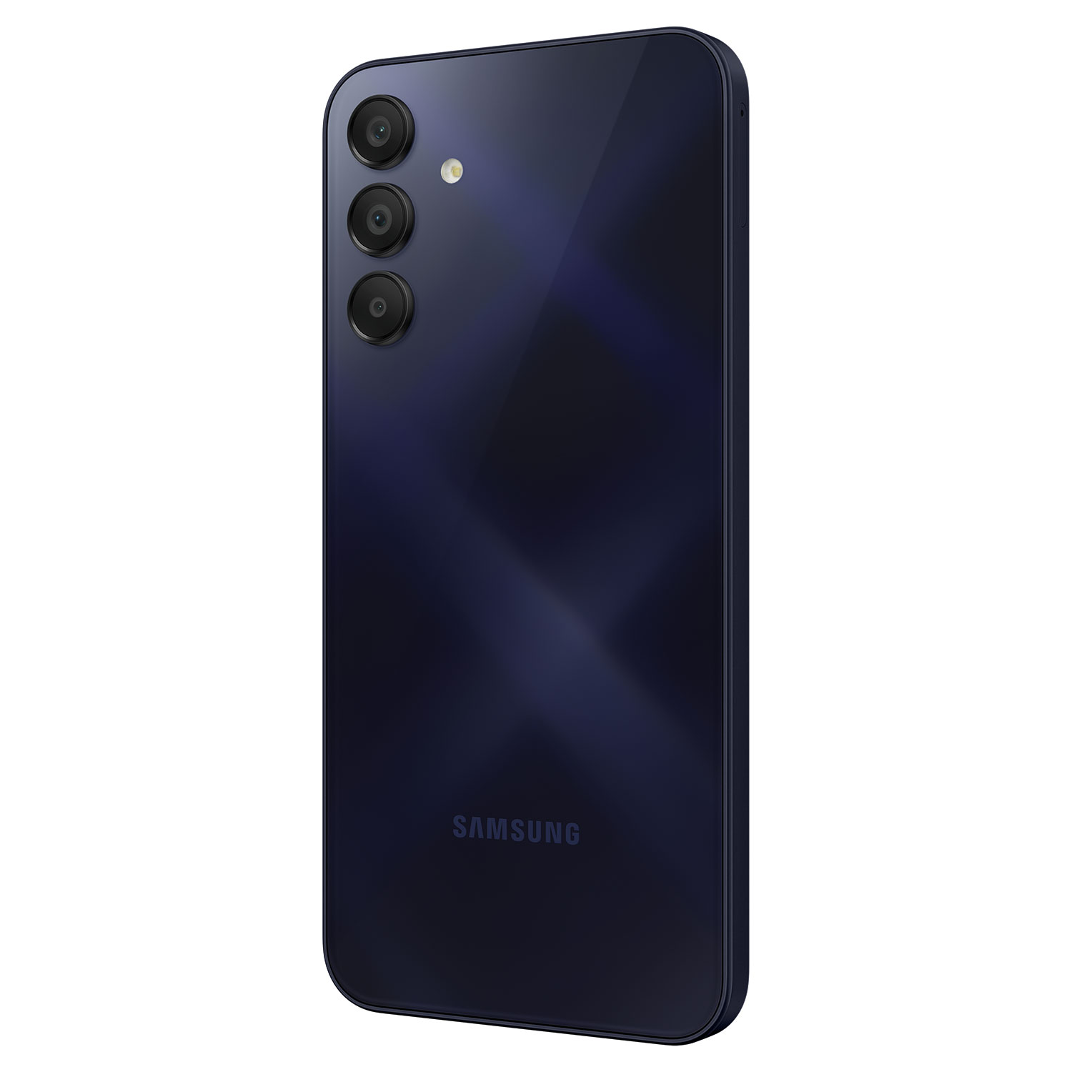 Ciemnoniebieski telefon z trzema obiektywami i logo SAMSUNG.