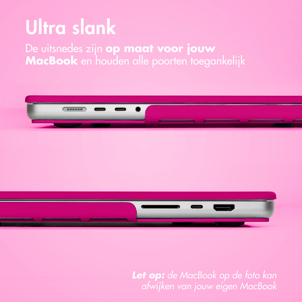 A pink laptop case with a pink background, showing the edges of a laptop.
