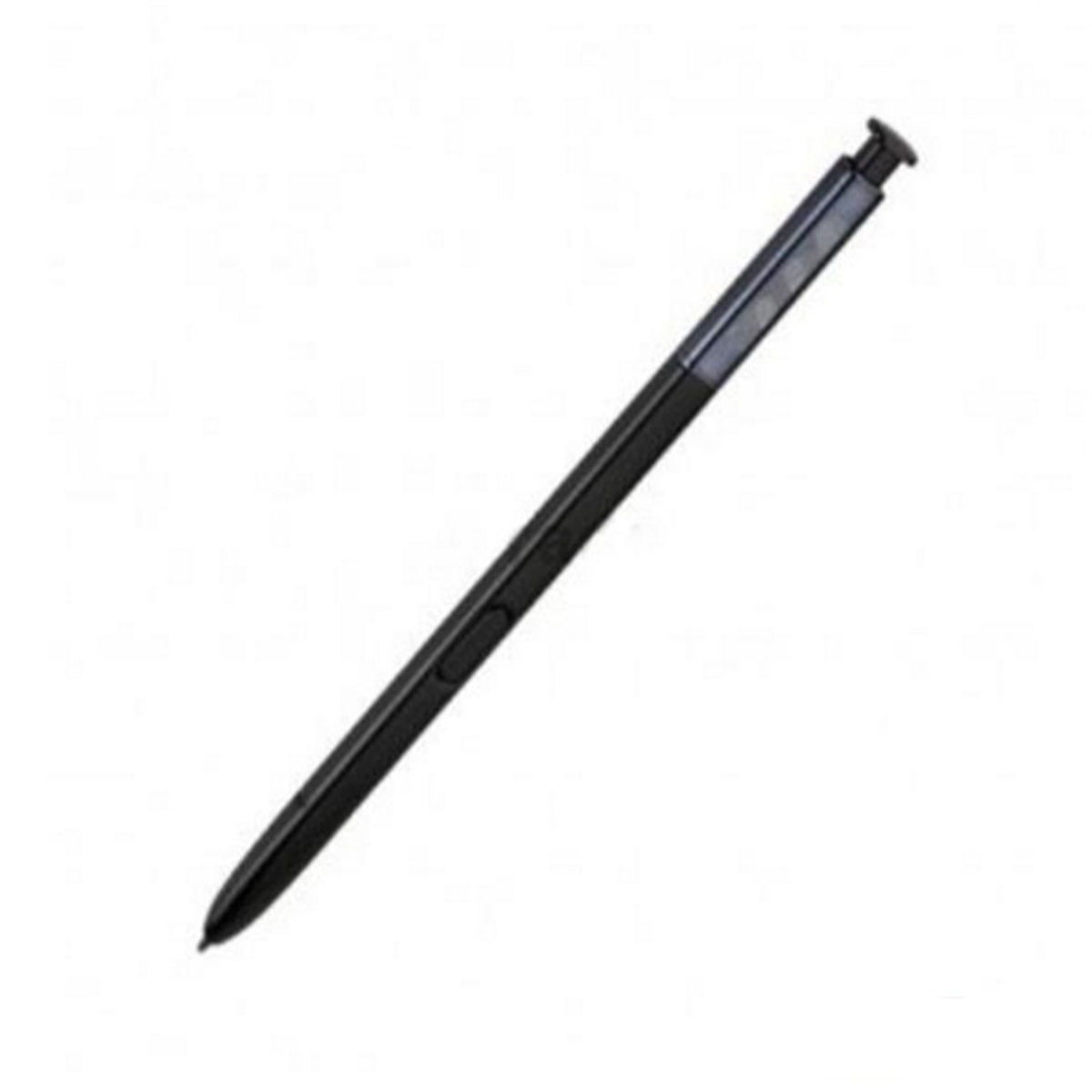 Ein schwarzer Stift mit schwarzer Spitze, auf weißem Hintergrund liegend.