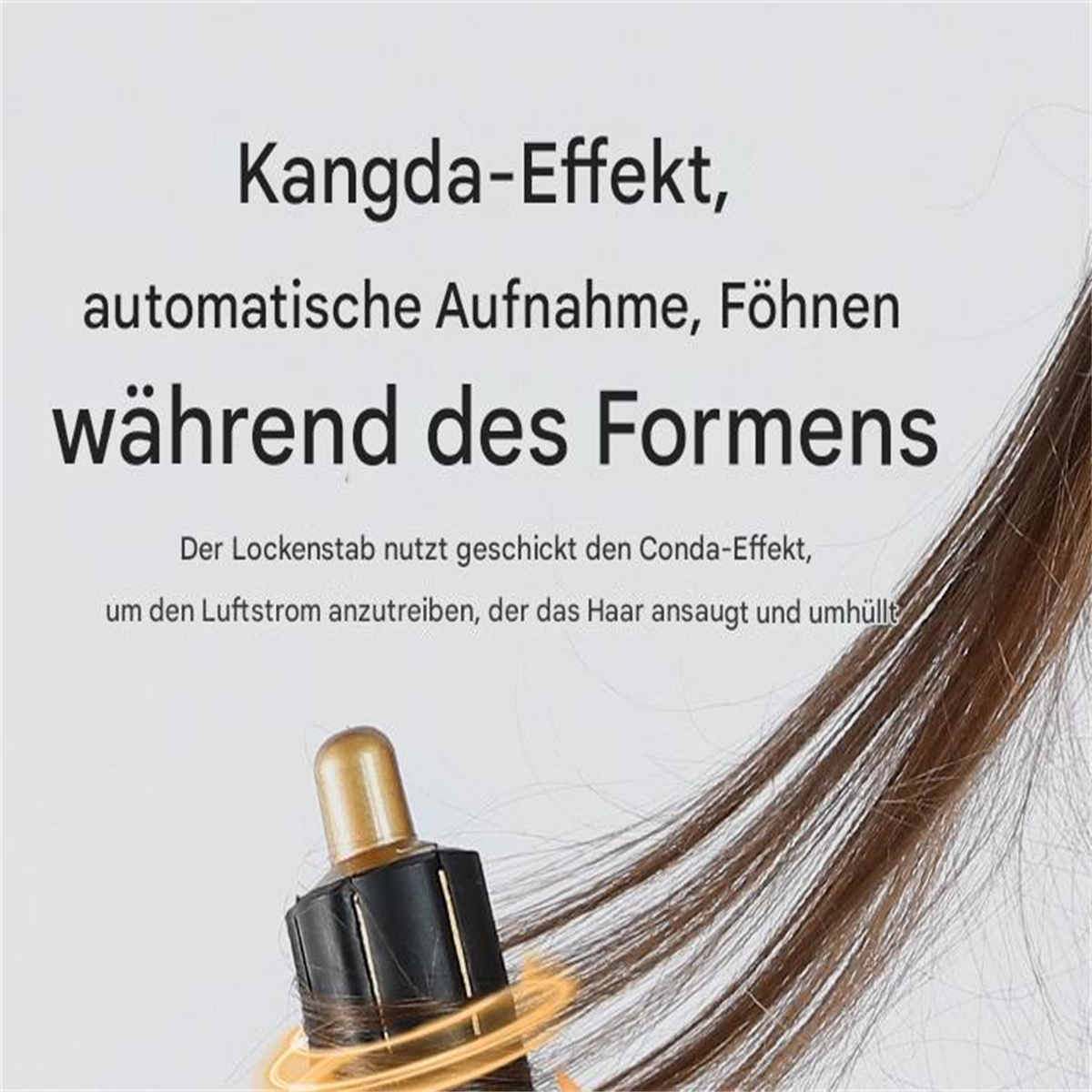 Ein Haarstyling-Produkt mit deutschem Text, das ein Haarpflegeprodukt zeigt.