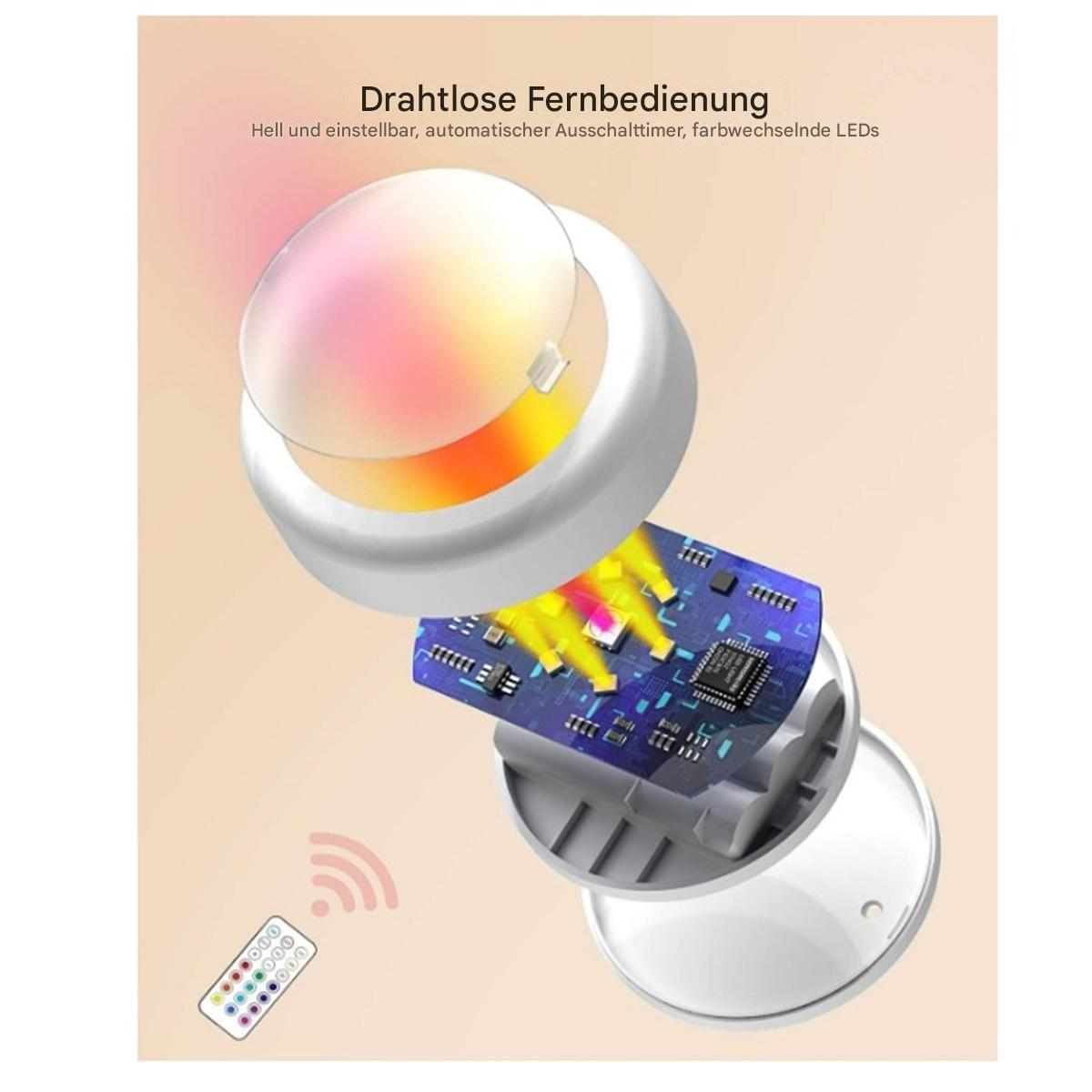 Elektronisches Gerät mit Fernbedienung. Zeigt interne Komponenten und Fernbedienung.
