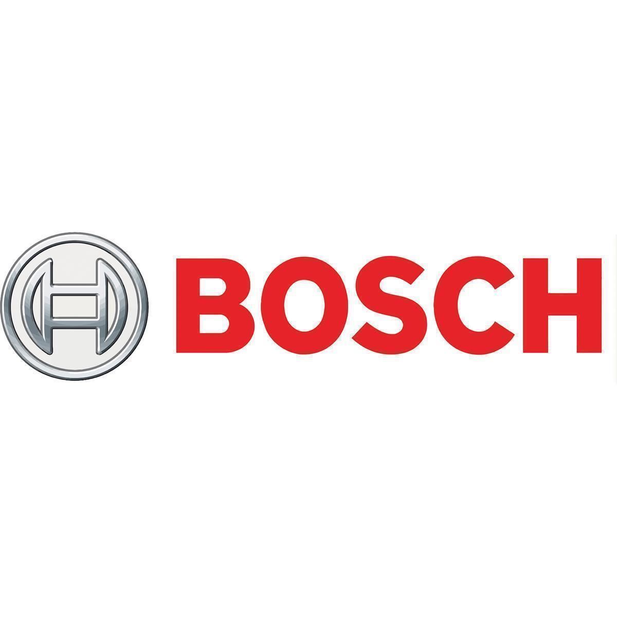 Logo Bosch w kolorze czerwono-białym, z literą 'H' w okręgu. Tło jest białe.