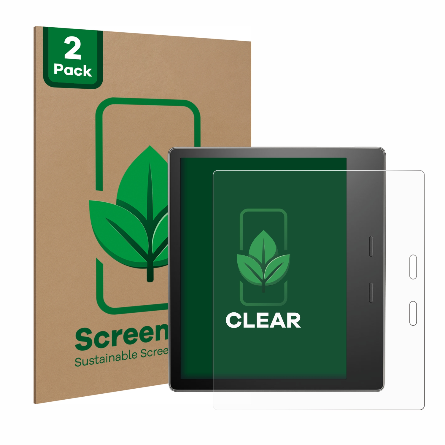 Tablett-Displayschutzfolie und Verpackung mit einem klaren Blattlogo.