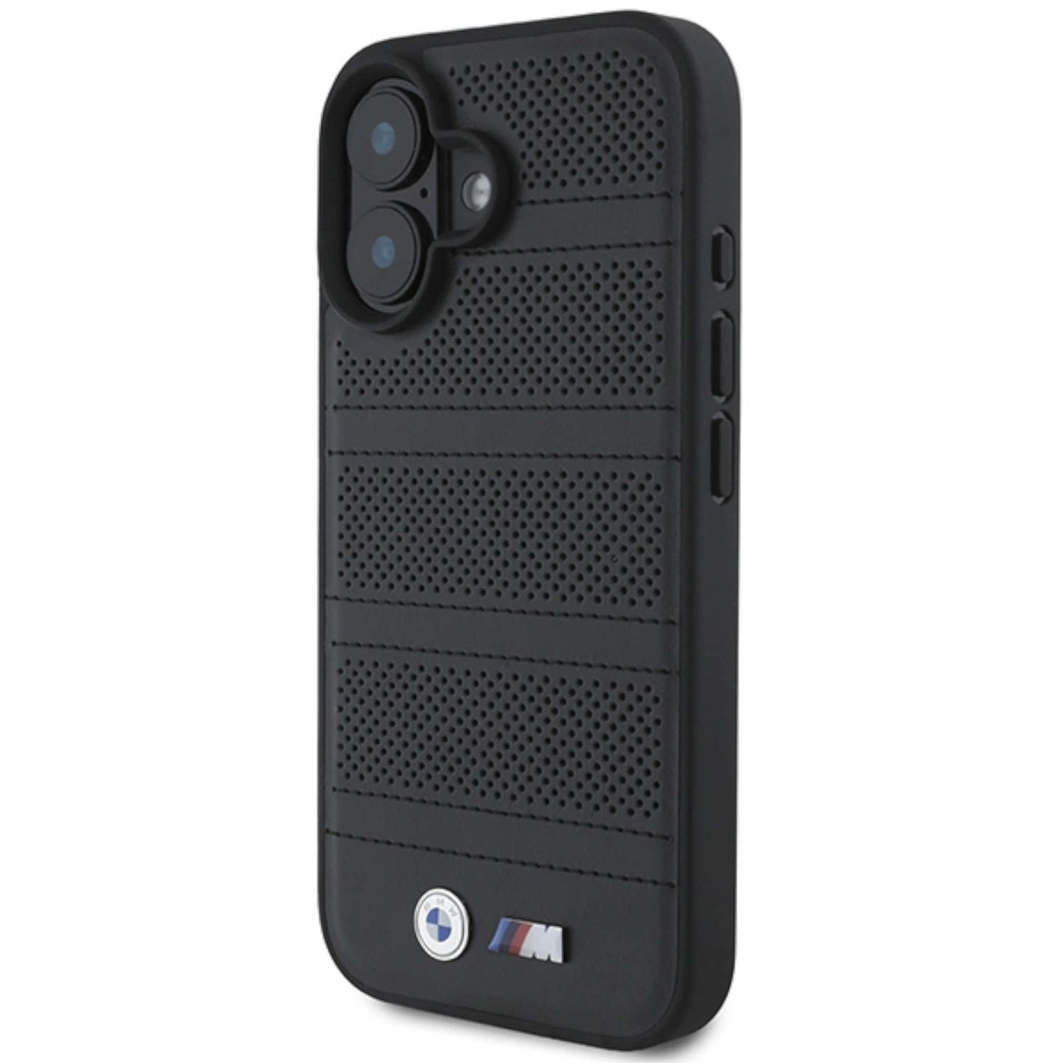 Una custodia per telefono nera con il logo BMW.