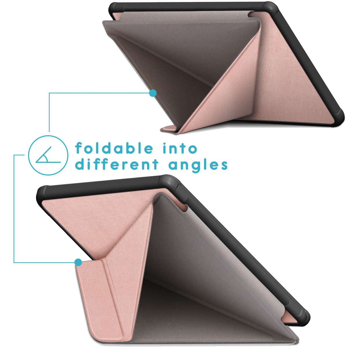 IMOSHION Origami Bookcase e-reader geschikt voor Kobo Libra 2 Cover 7 inch Rosé goud