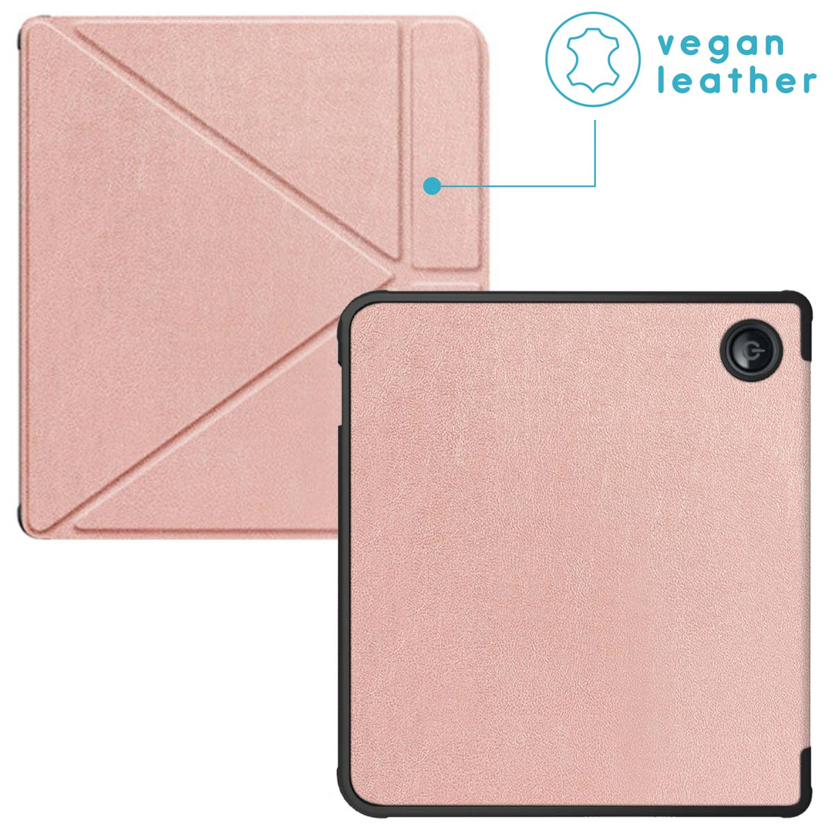 IMOSHION Origami Bookcase e-reader geschikt voor Kobo Libra 2 Cover 7 inch Rosé goud
