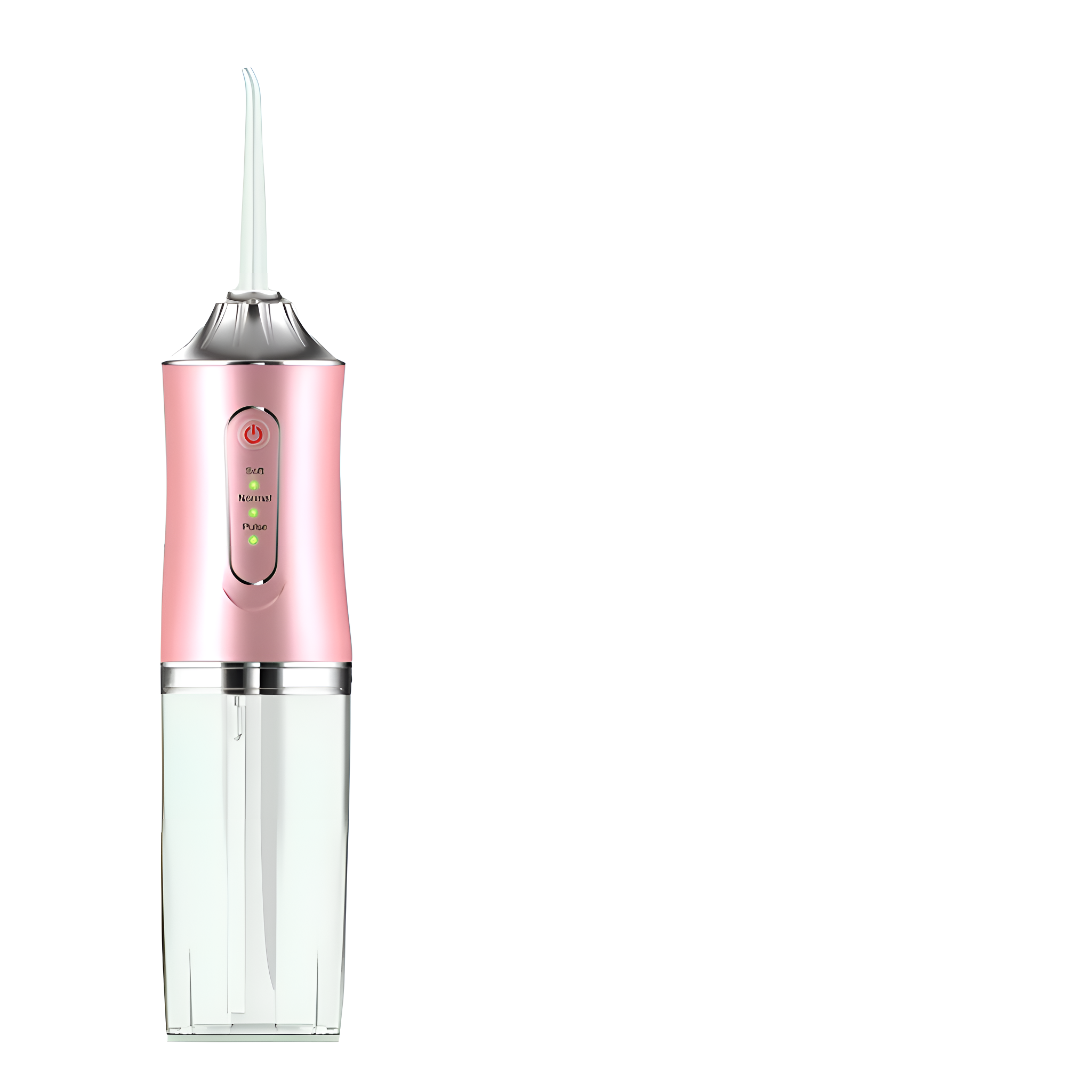 Rosa-silberner Wasser-Flosser mit Leistungseinstellungen. Weißer Hintergrund.