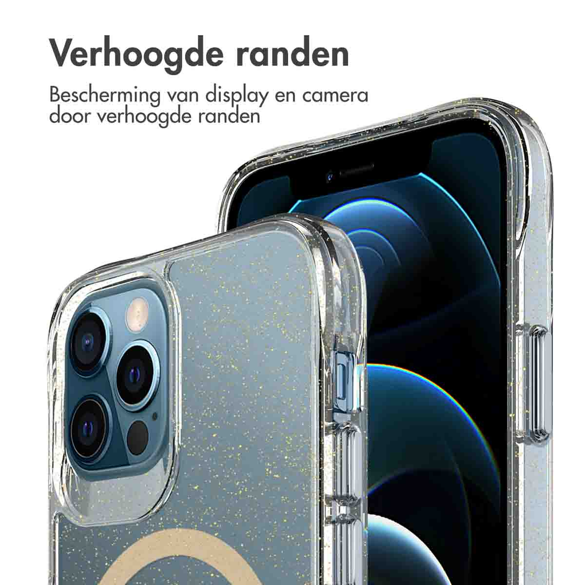 IMOSHION Glitter Backcover met MagSafe 2.0 - Geschikt voor Apple iPhone 12 (Pro) - Telefoonhoesje voor Apple iPhone 12/ iPhone 12 Pro Goud