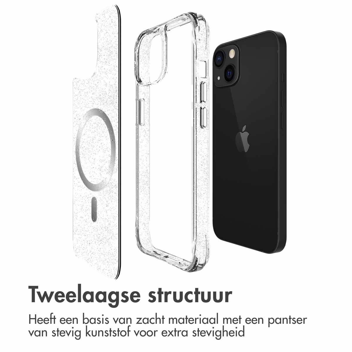 IMOSHION Coque arrière compatible avec iPhone 13 Étui de Téléphone voor Apple iPhone 13 Argent