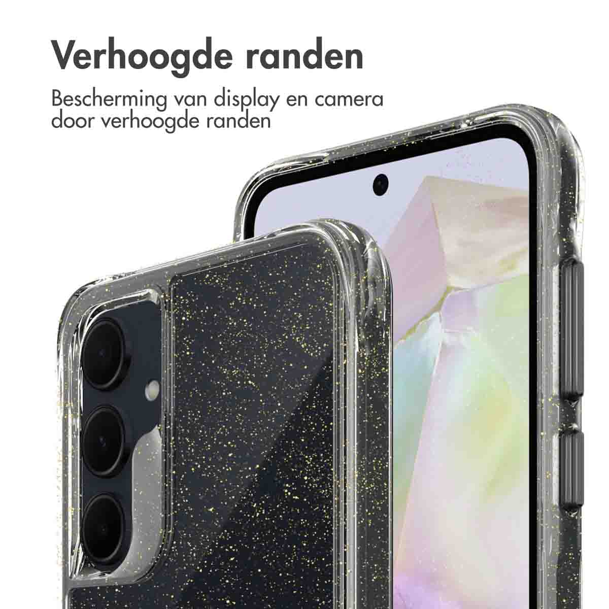 IMOSHION Glitter Backcover 2.0 - Geschikt voor Samsung Galaxy A35 - Telefoonhoesje Goud