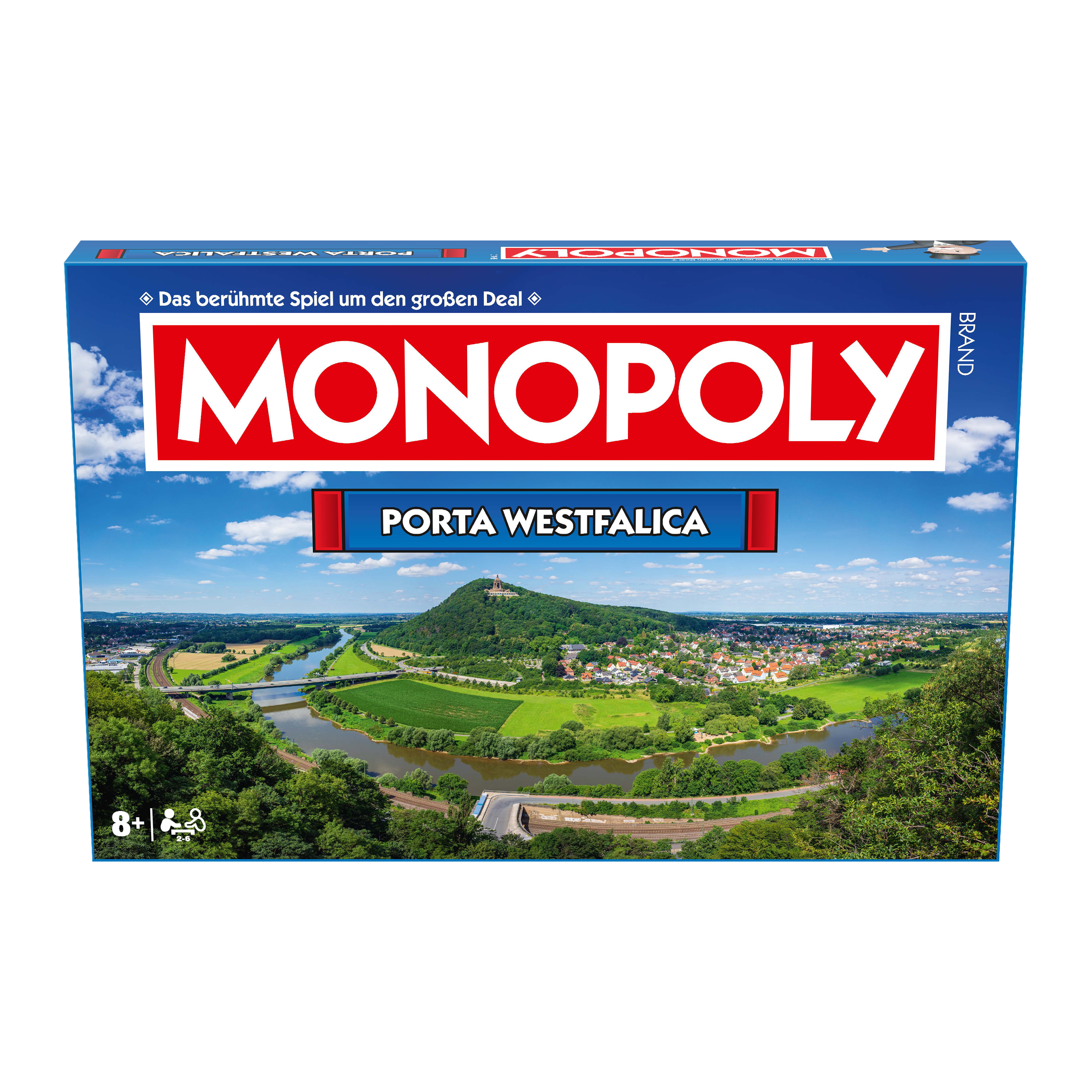 Eine Monopoly-Brettspielbox mit Landschaftsbild und dem Text "Monopoly".
