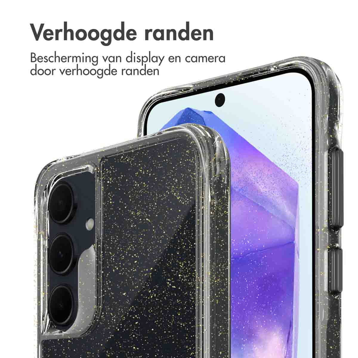 IMOSHION Glitter Backcover 2.0 - Geschikt voor Samsung Galaxy A55 - Telefoonhoesje voor Samsung Samsung Galaxy A55 (5G) Goud