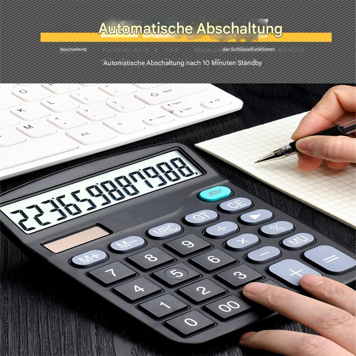Rechner mit großem Display. Eine Hand drückt eine Taste. Tastatur im Hintergrund.