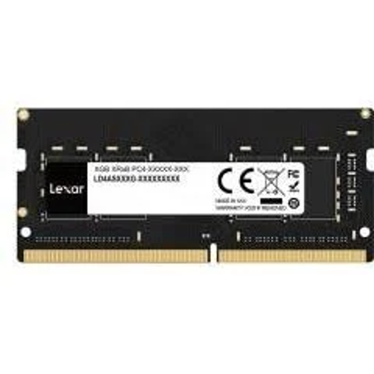 Black RAM memory module by Lexar. The module is labeled.