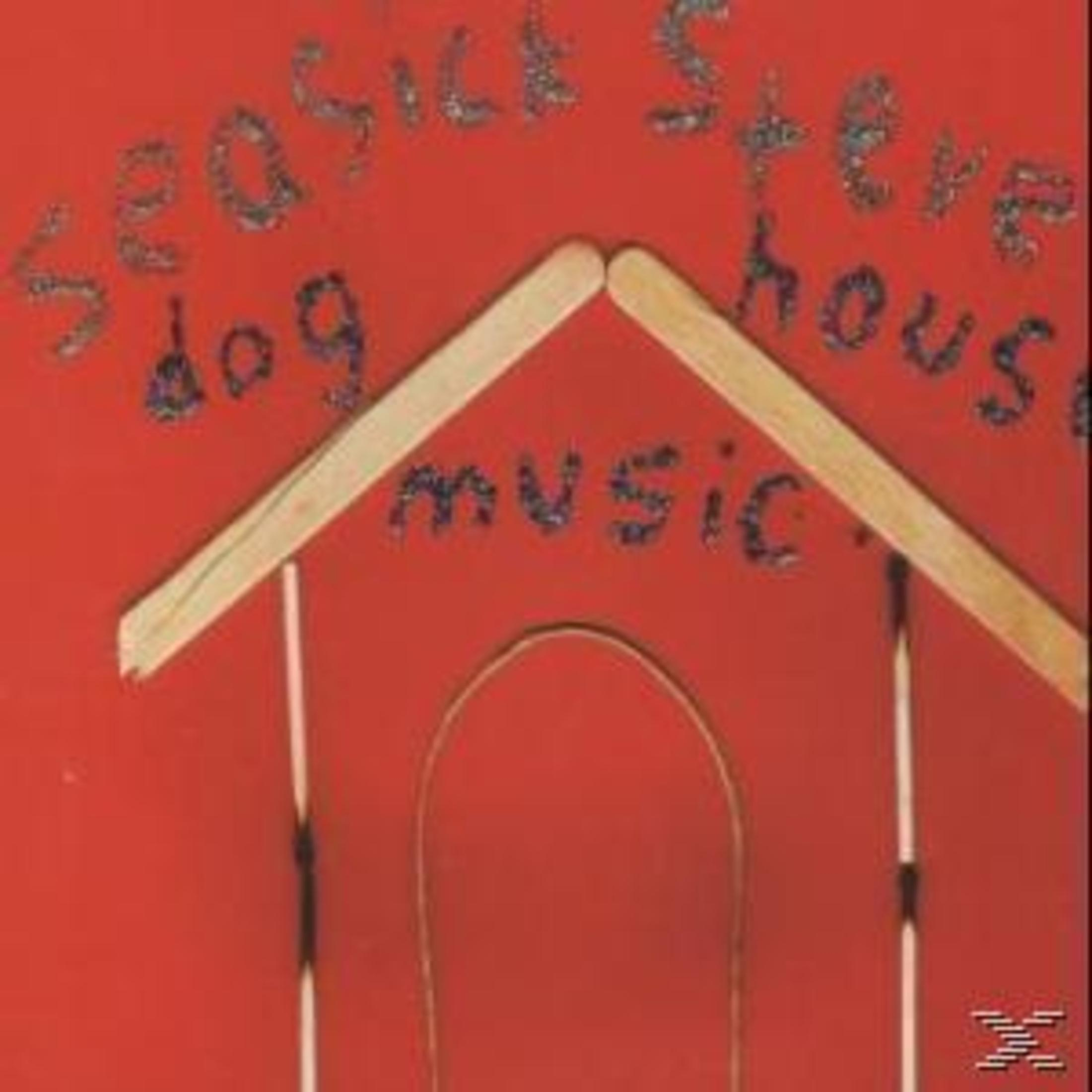 Couverture d'album : Fond rouge, maison en bâtonnets de glace, texte : Seasick Steve, dog house music.