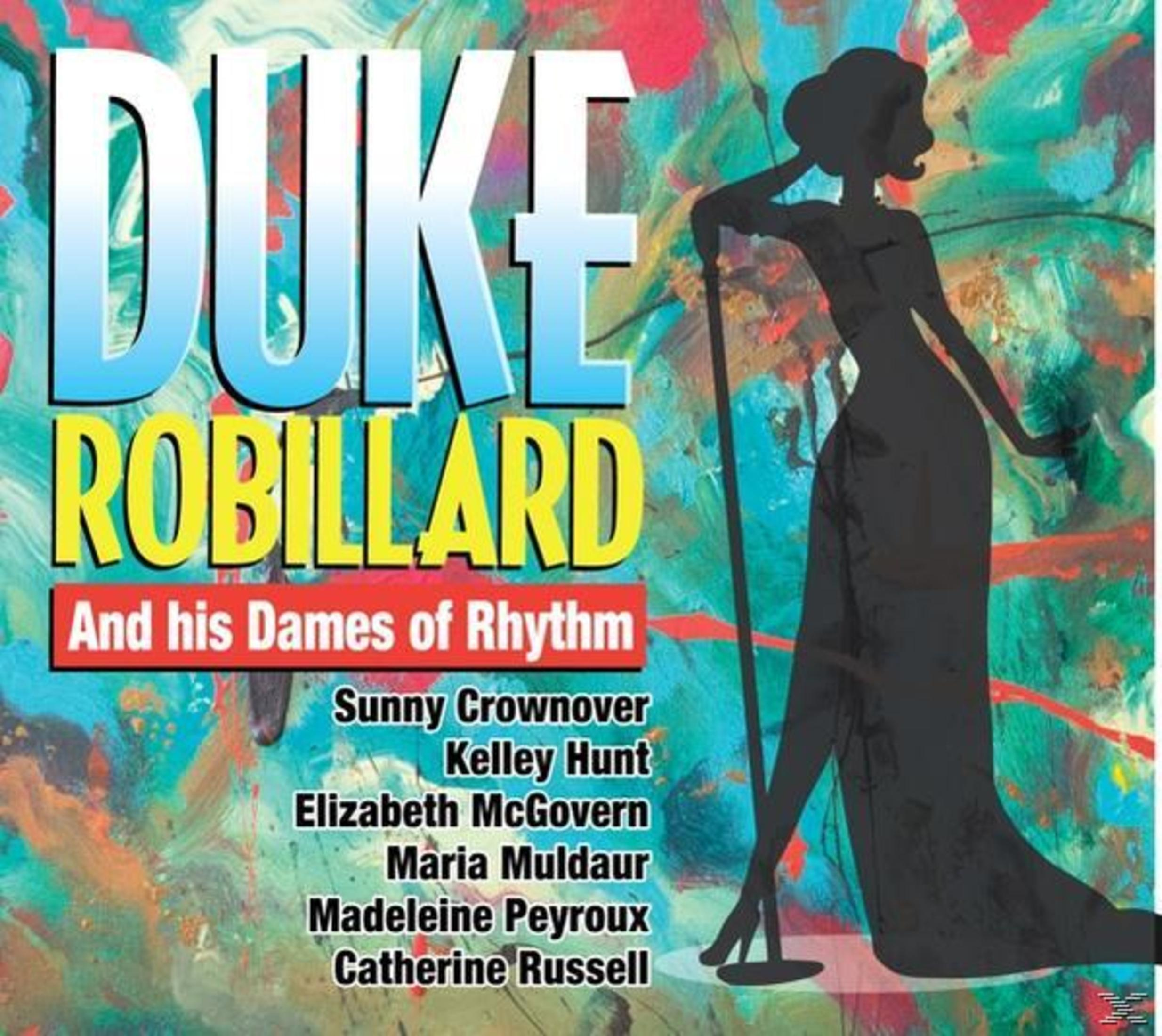 Pochette de l'album de Duke Robillard and his Dames of Rhythm. Elle présente une silhouette et un arrière-plan coloré.