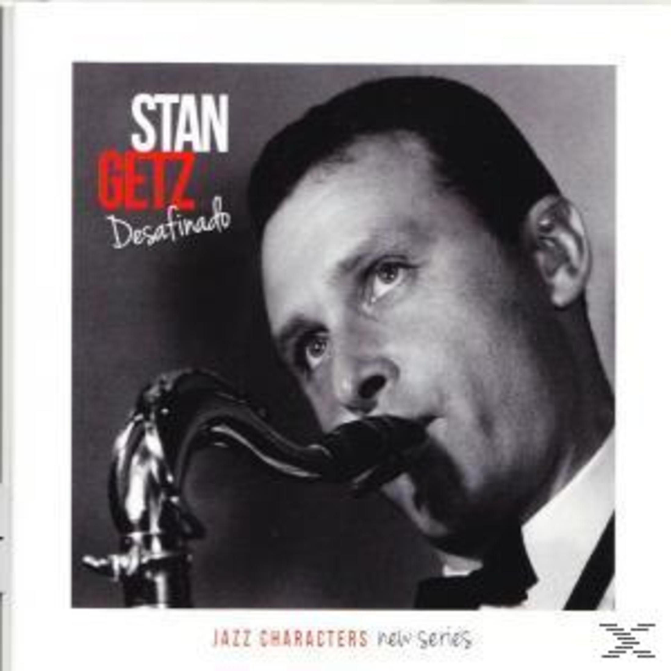 Stan Getz albumhoes met een foto van hem die de saxofoon bespeelt. Tekst: Desafinado, Jazz Characters.
