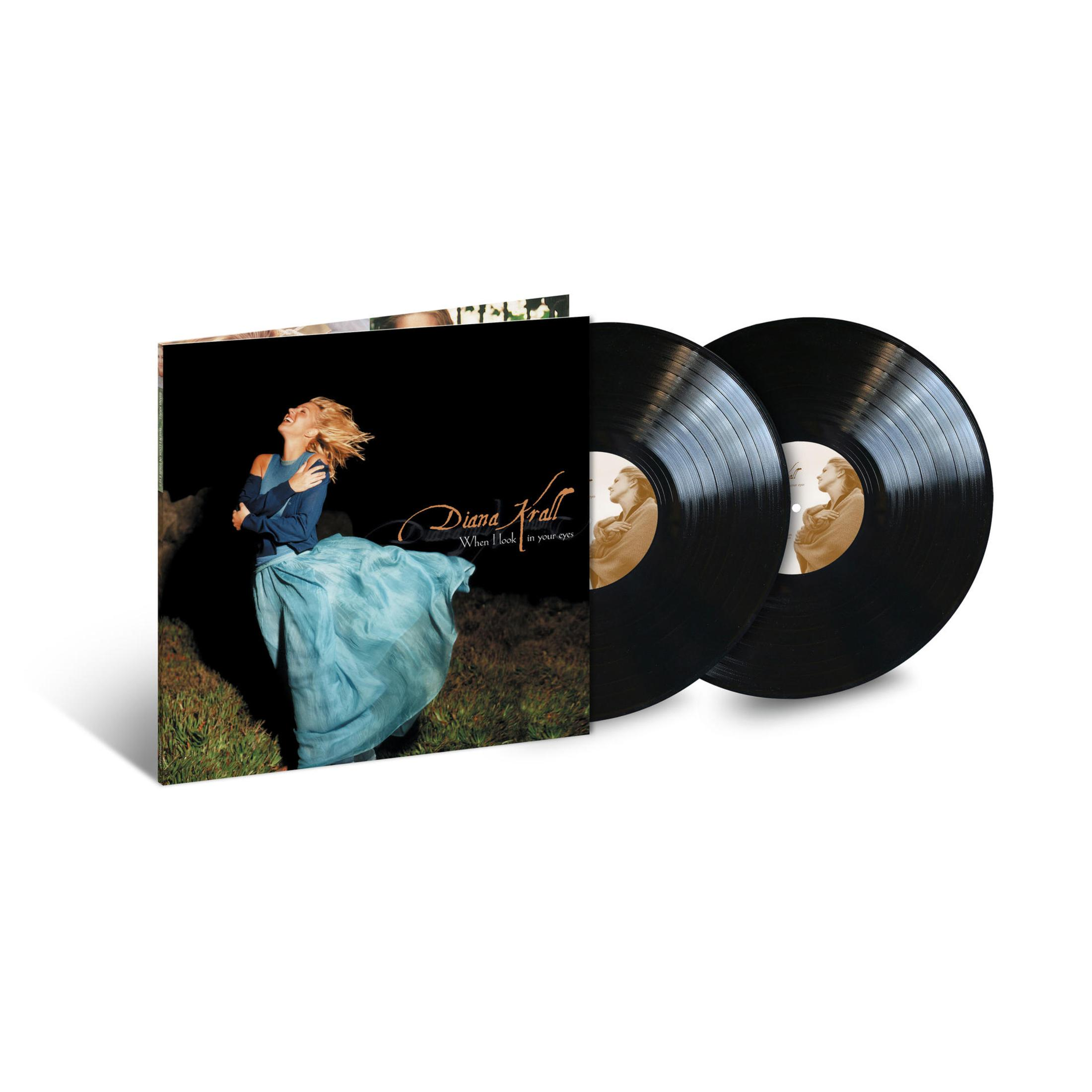 Copertina dell'album con Diana Krall, una donna bionda con un vestito blu. I dischi in vinile sono visibili.