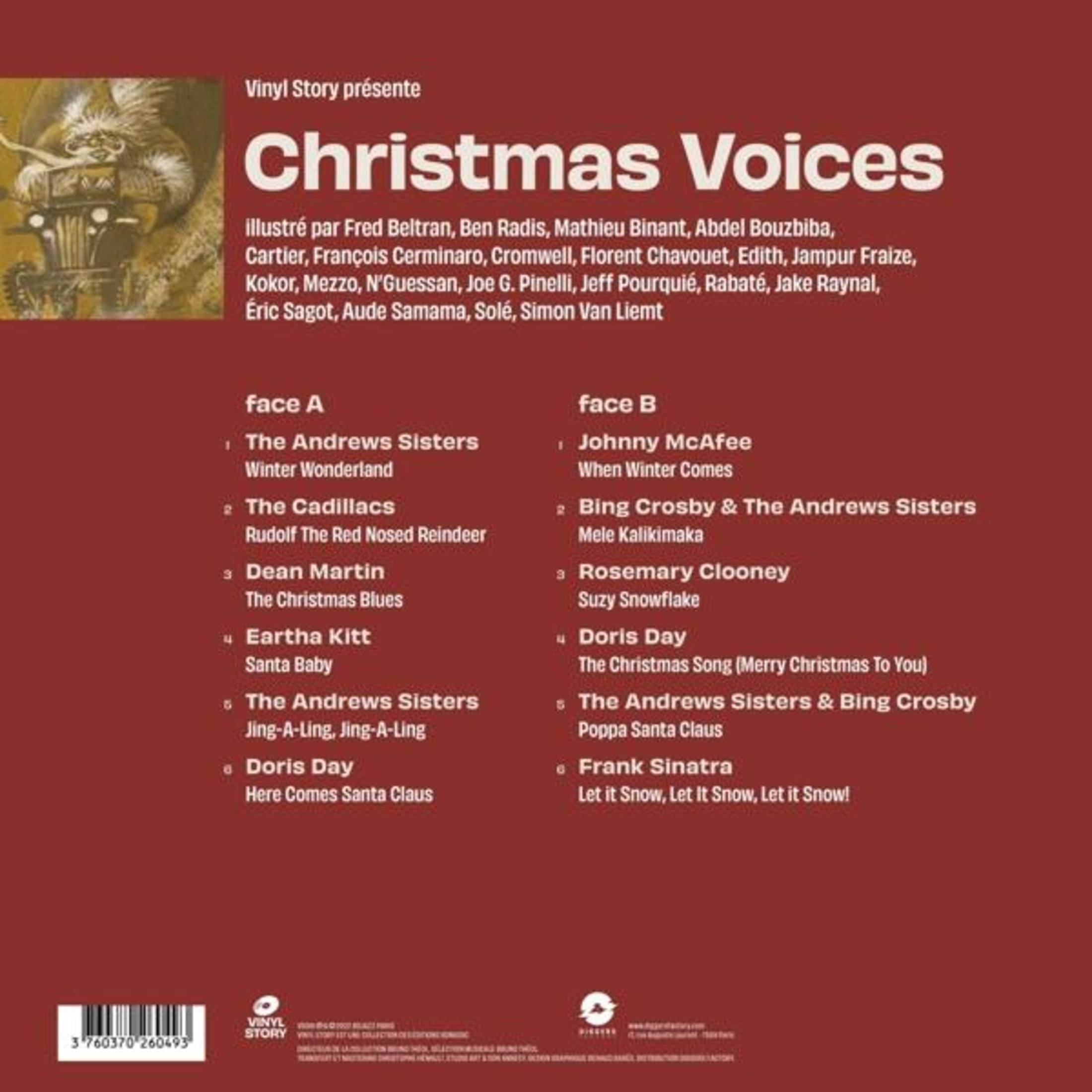 Copertina dell'album con testo, un elenco di canzoni. Titolo dell'album: Christmas Voices. Disco in vinile.
