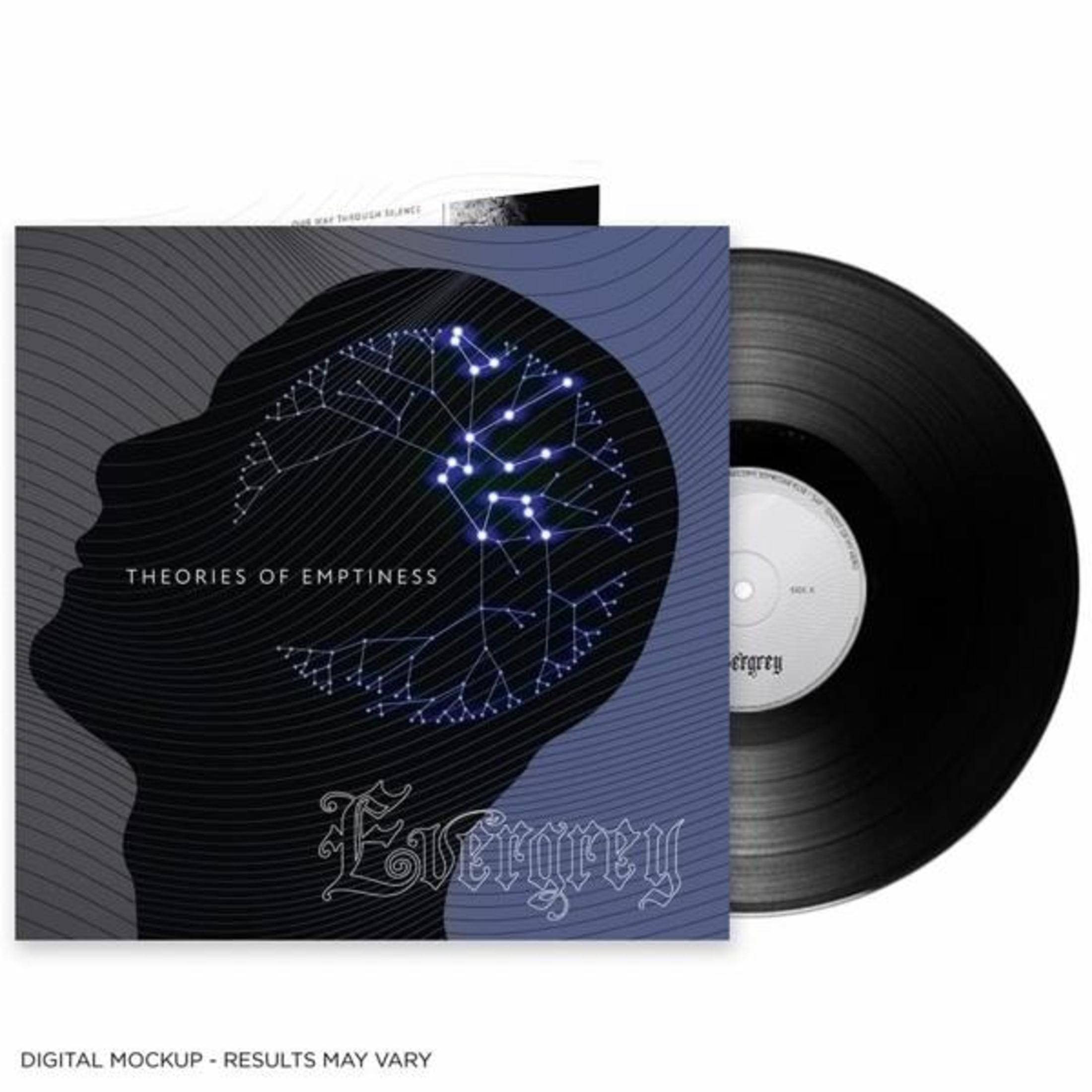 Copertina dell'album: Silhouette di una testa con un grafico del cervello e un vinile nero.