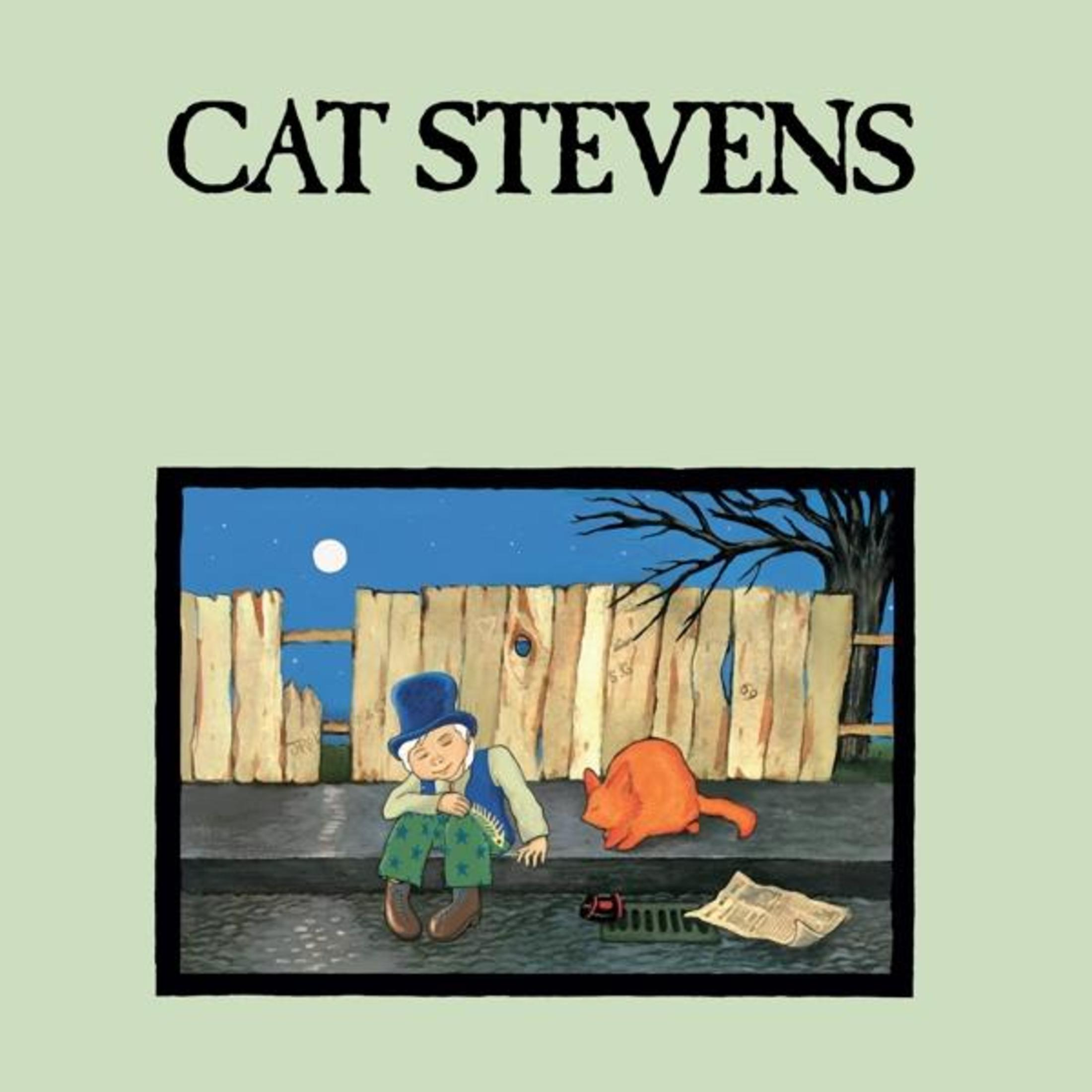 Copertina dell'album. Illustrazione di Cat Stevens, un ragazzo e un gatto seduti vicino a una recinzione.