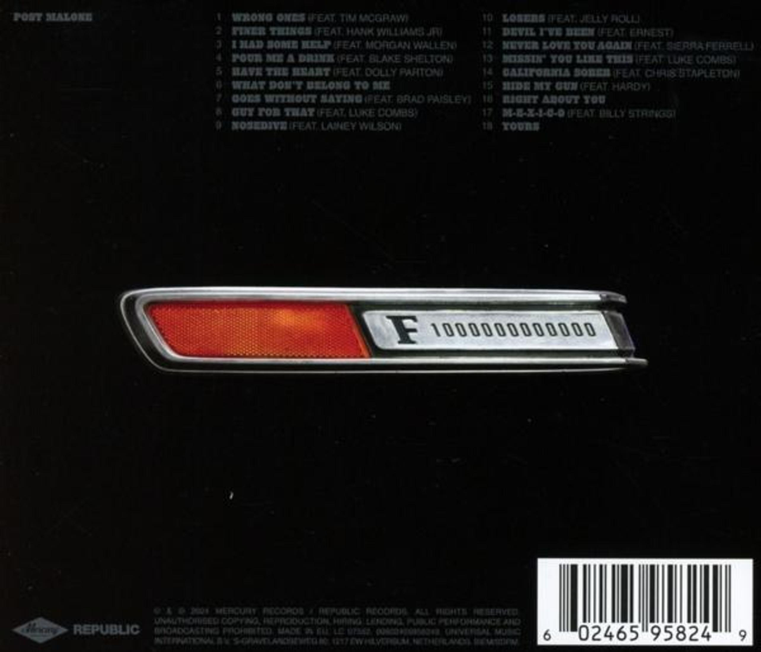 Portada del álbum. Fondo negro con lista de canciones.