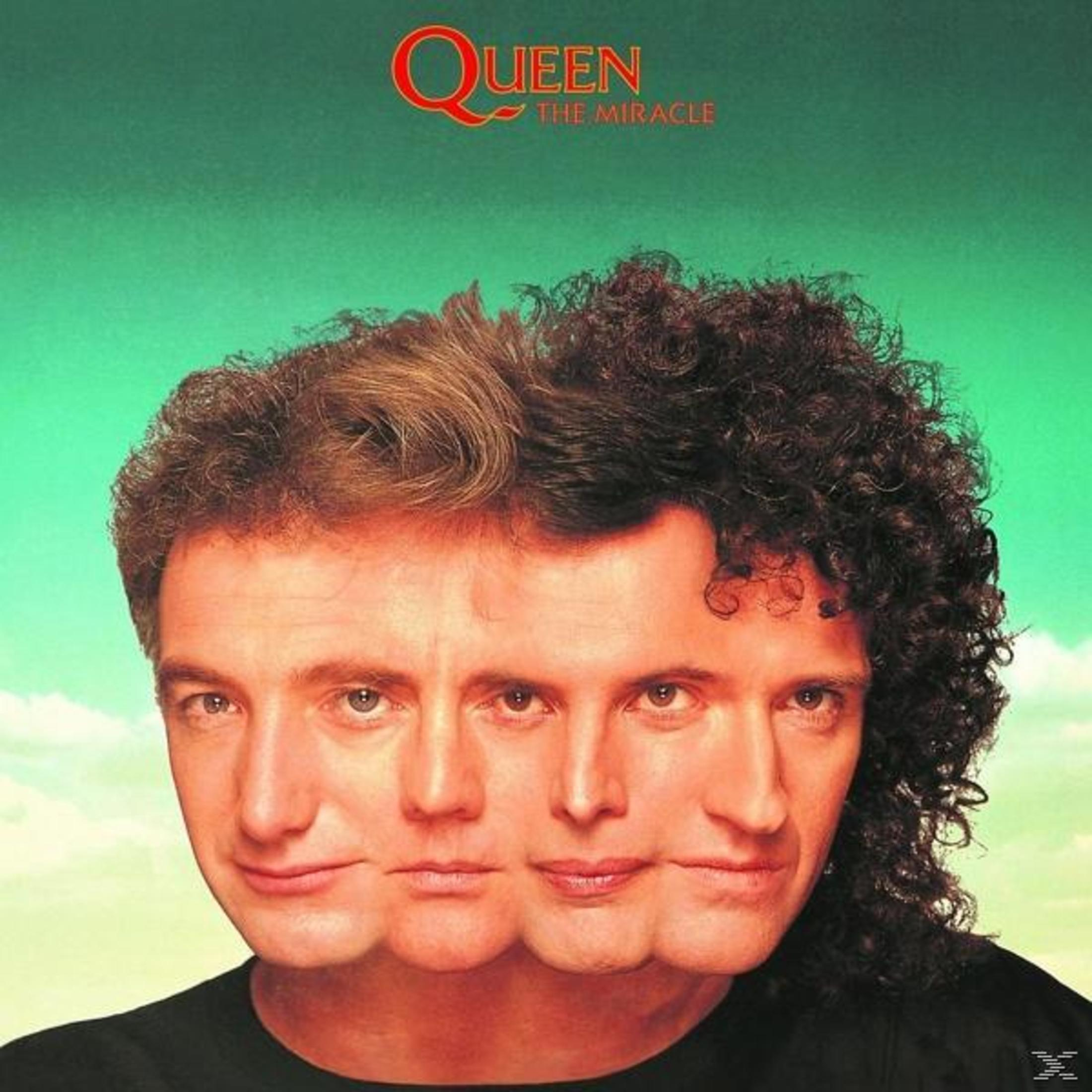 Gezichten van Queen-leden samengevoegd, albumhoes.