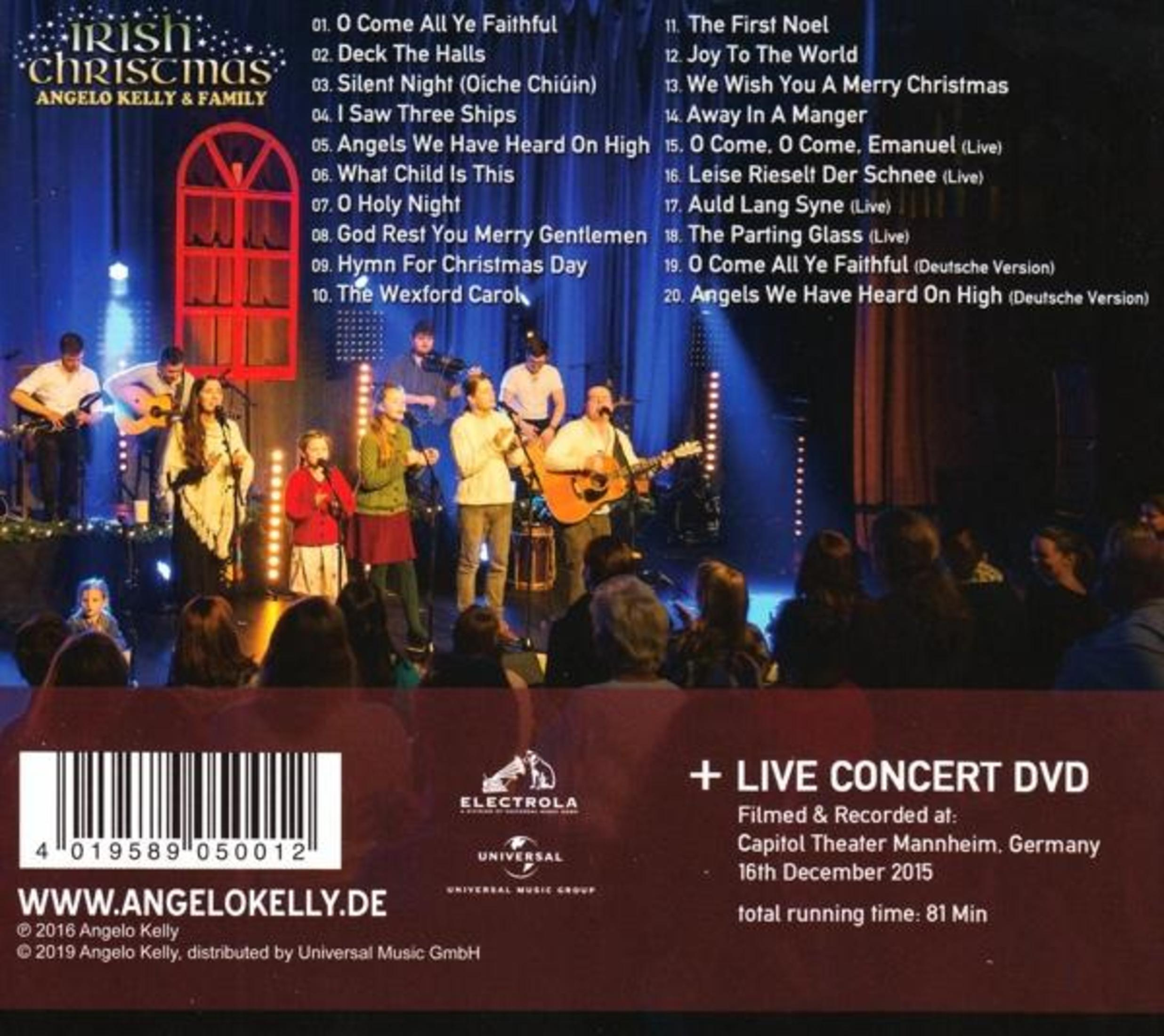 Album cover with an Angelo Kelly & Family concert, with a stage and a list of songs.