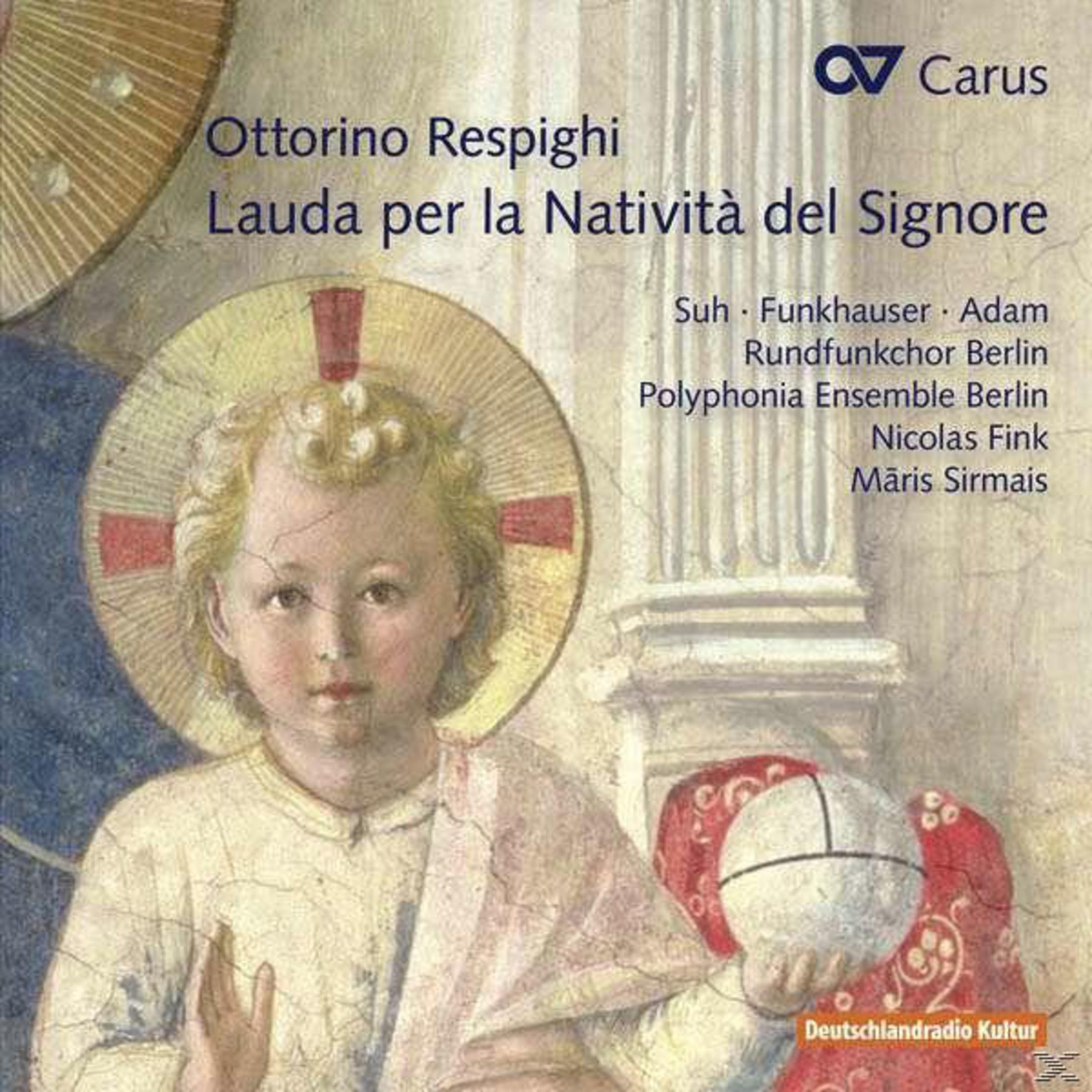Pochette de l'album. Une peinture d'un bébé Jésus tenu par une femme. Le titre est Ottorino Respighi.