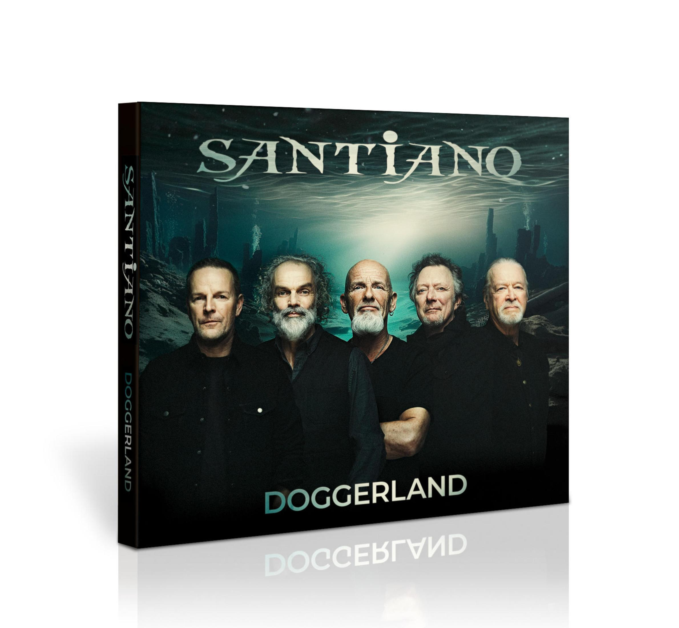 Albumhoes met 5 mannen en de bandnaam "Santiano".