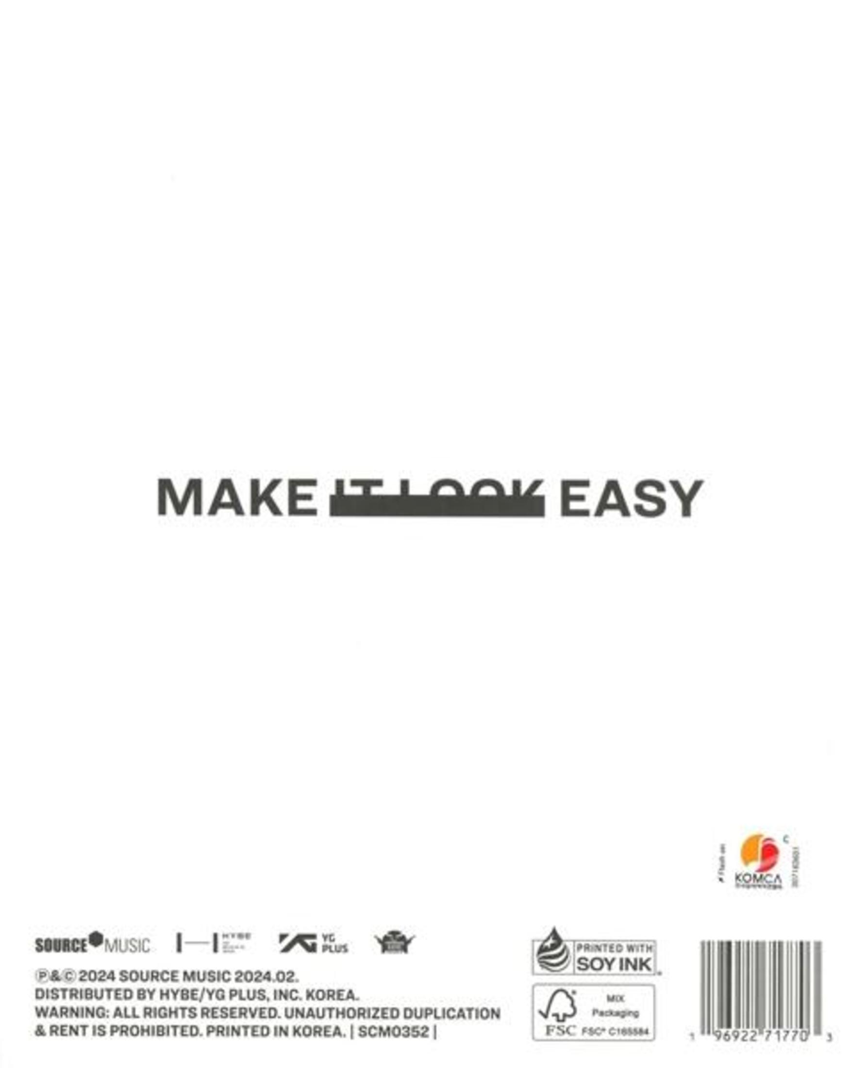 Witte achtergrond met de woorden 'MAKE IT LOOK EASY' en broninformatie onderaan.