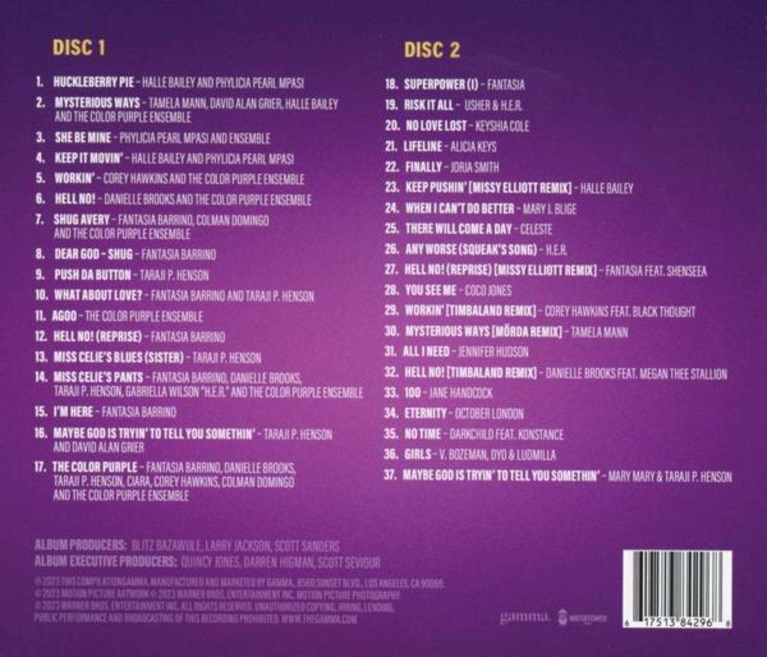 Una copertina di CD con una lista di canzoni su sfondo bianco.