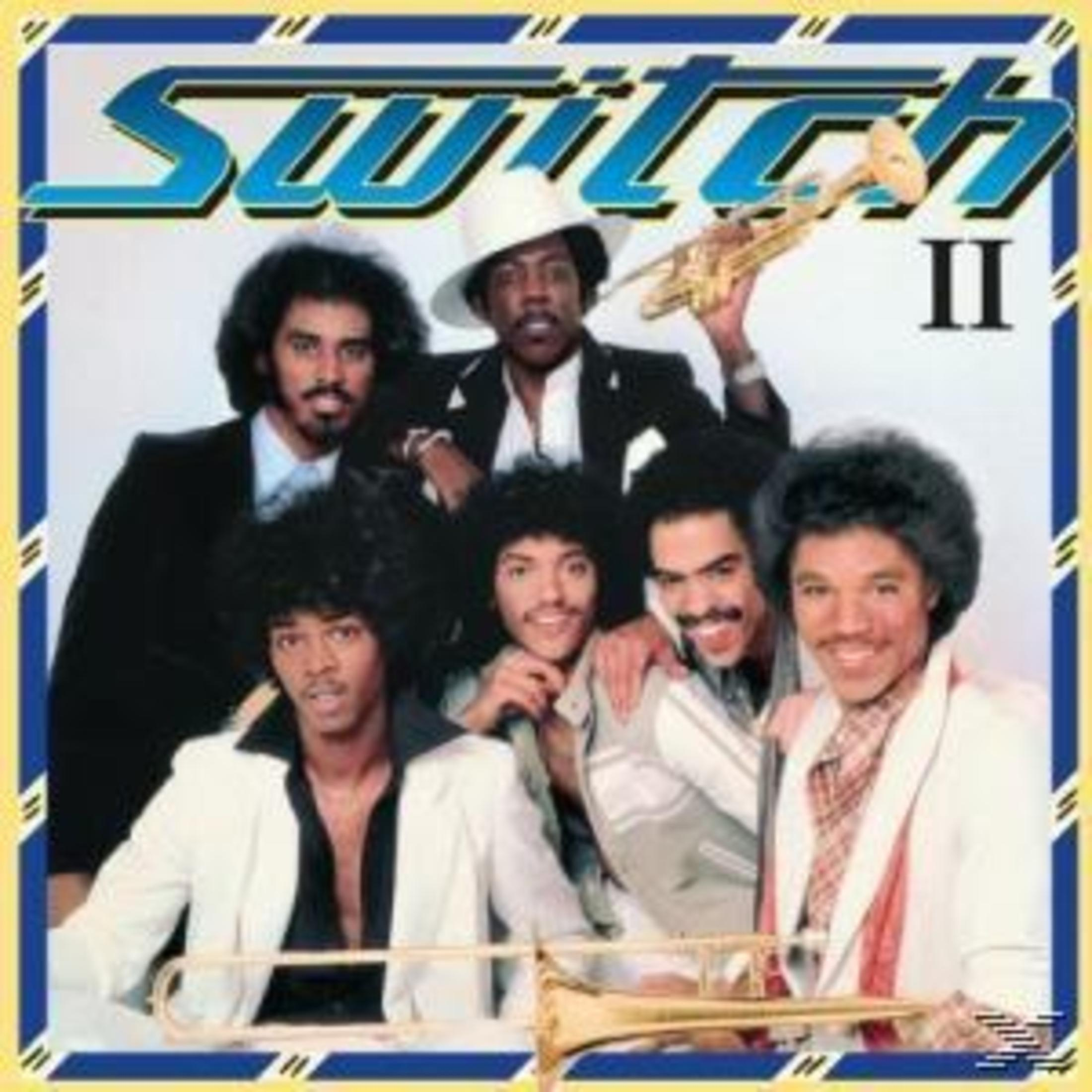 Pochette d'album : Switch II. Six hommes, dont un avec une trompette, devant un fond jaune et bleu.