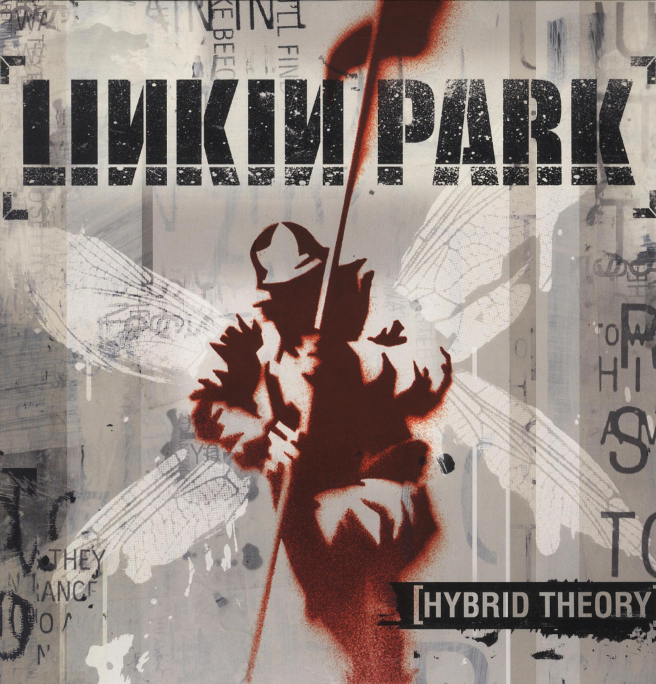 Copertina dell'album, un disegno di una figura con le ali, con il testo "LINKIN PARK [HYBRID THEORY]".