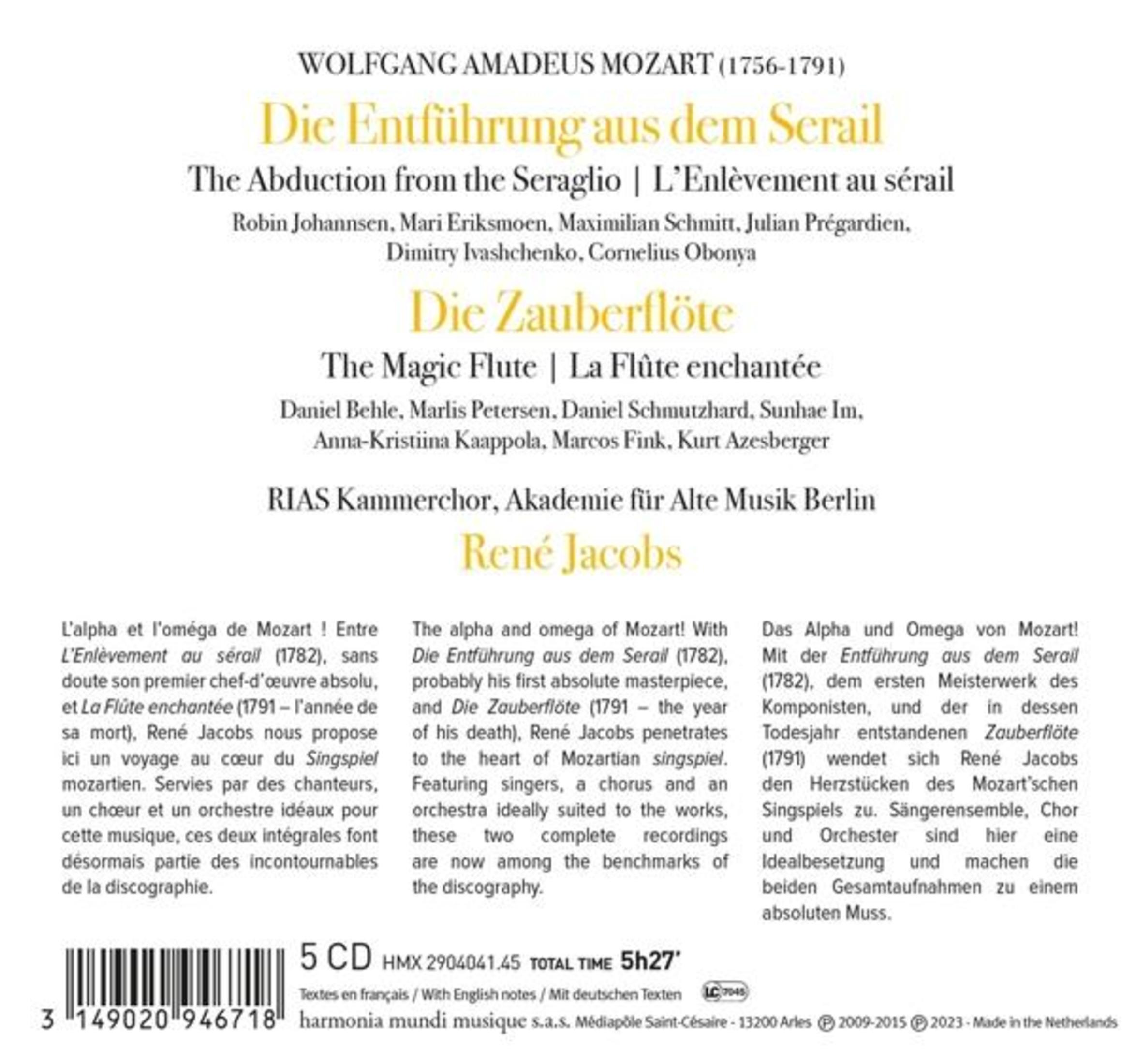 Copertina dell'album, Wolfgang Amadeus Mozart. Testo e dettagli dell'album, con un ritratto del compositore.
