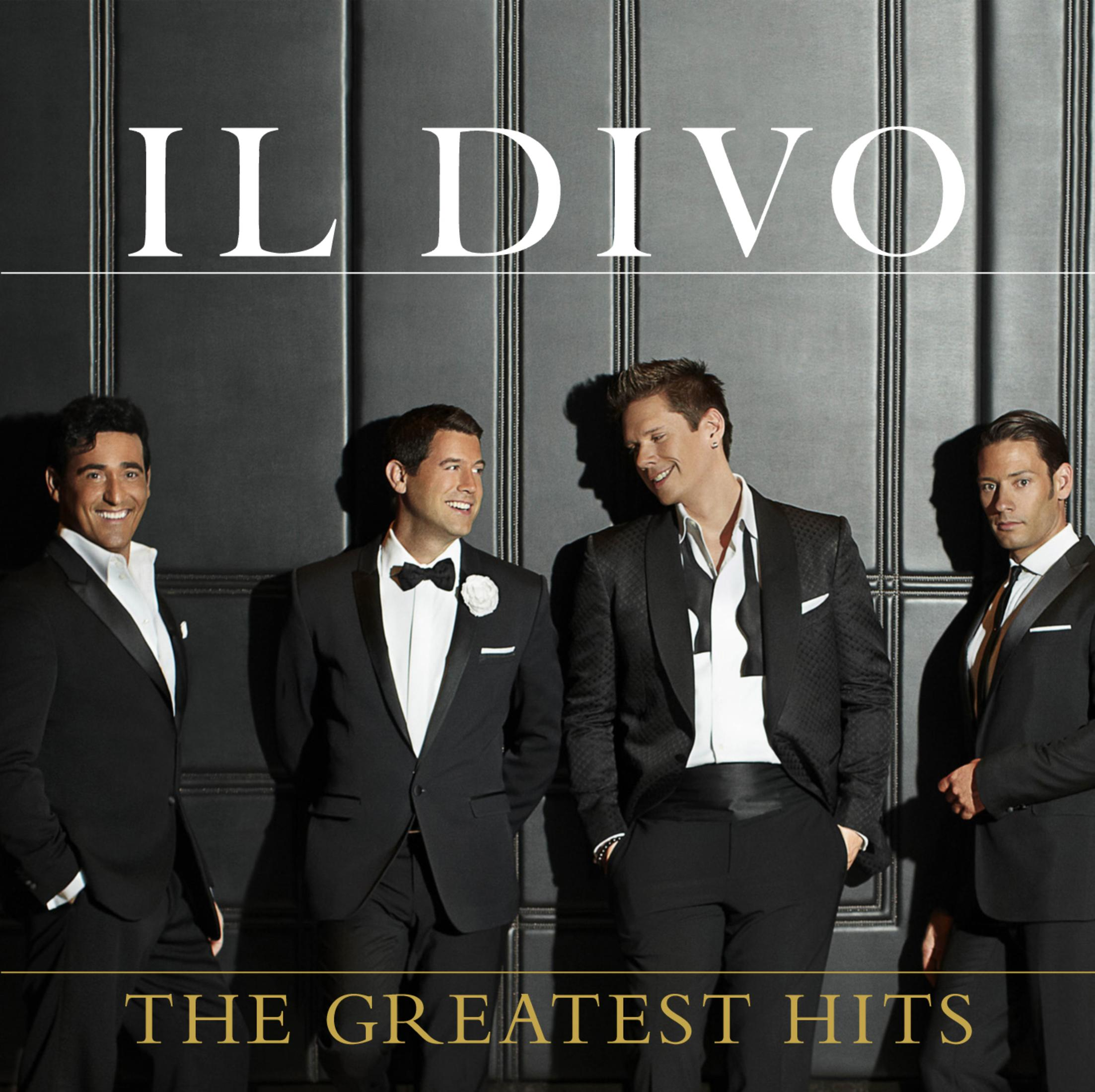 Copertina dell'album Il Divo. Quattro uomini in abito, sfondo nero, testo 'The Greatest Hits'.