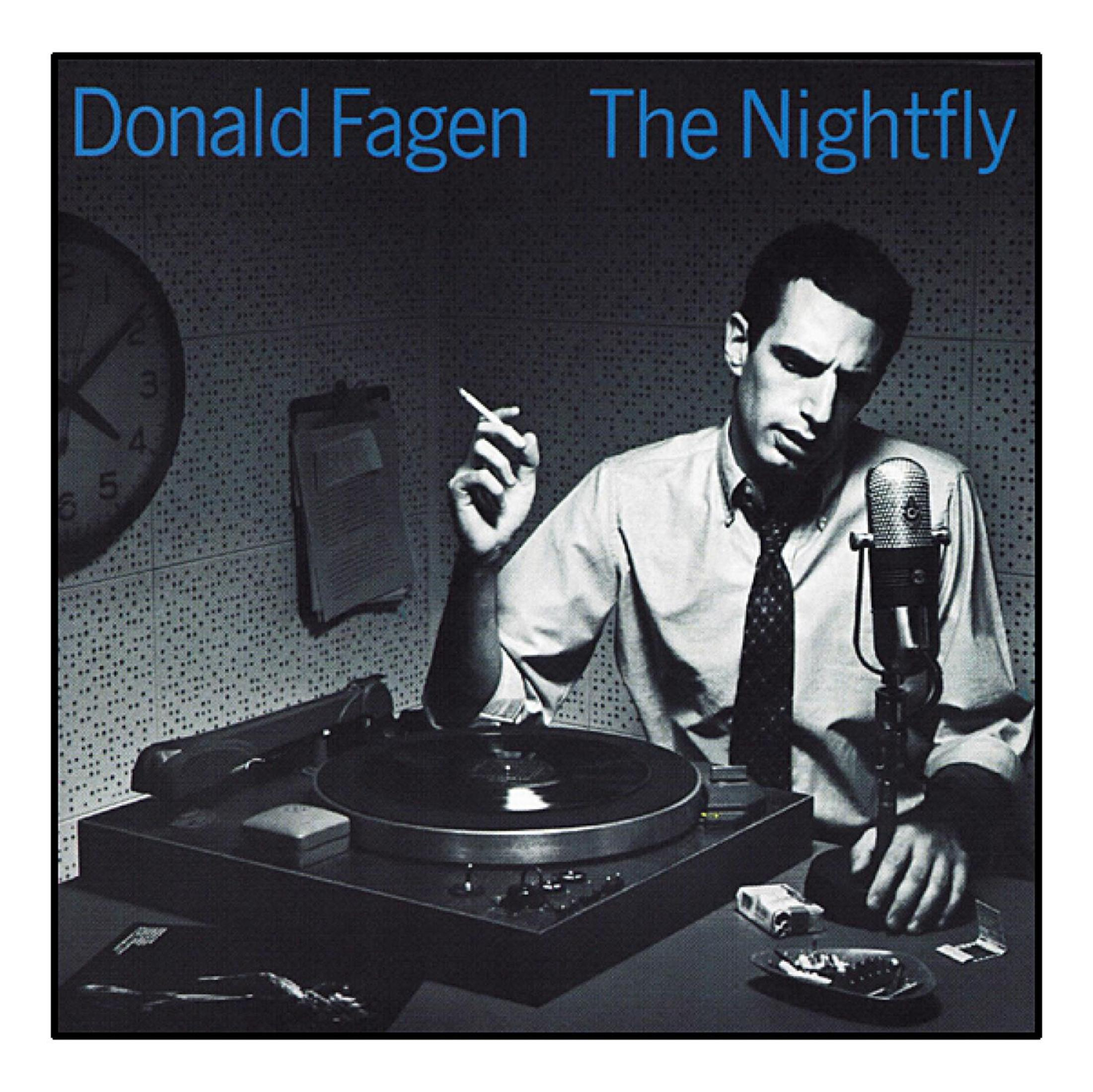 Copertina dell'album di Donald Fagen. Uomo con una sigaretta, un giradischi e un microfono.