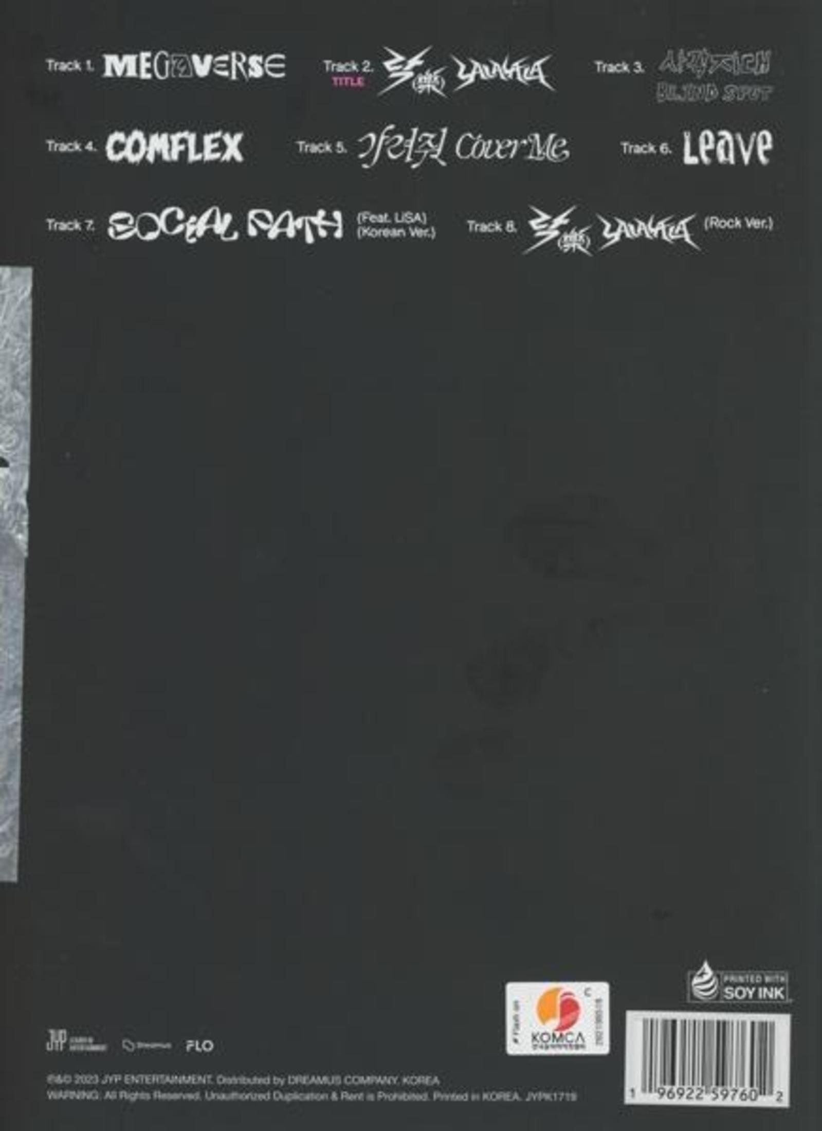 Album cover with tracklist. The cover is black and silver with Korean and English titles.